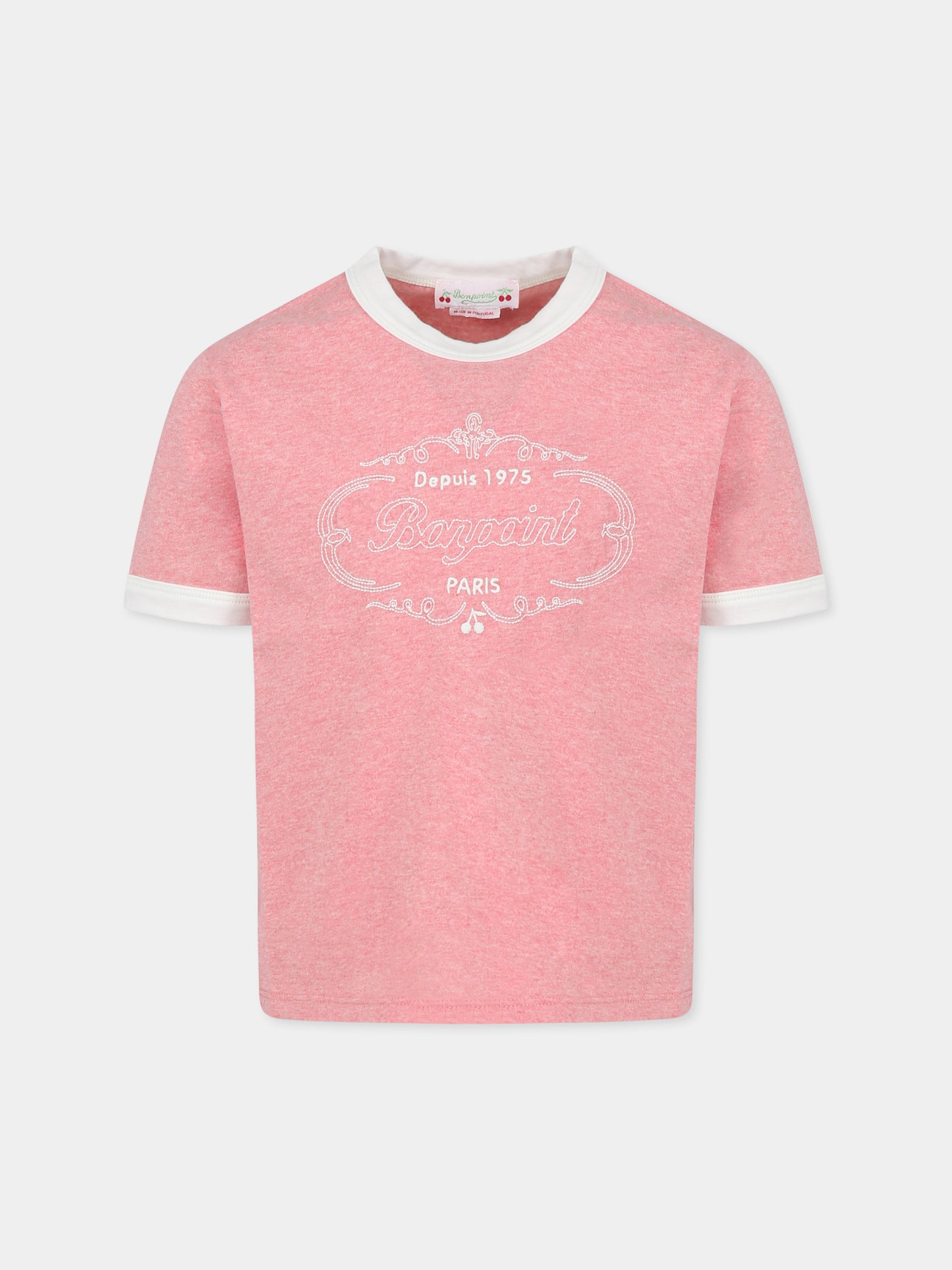 T-shirt rosa per bambina con logo,Bonpoint,S05GTSK00002 128D