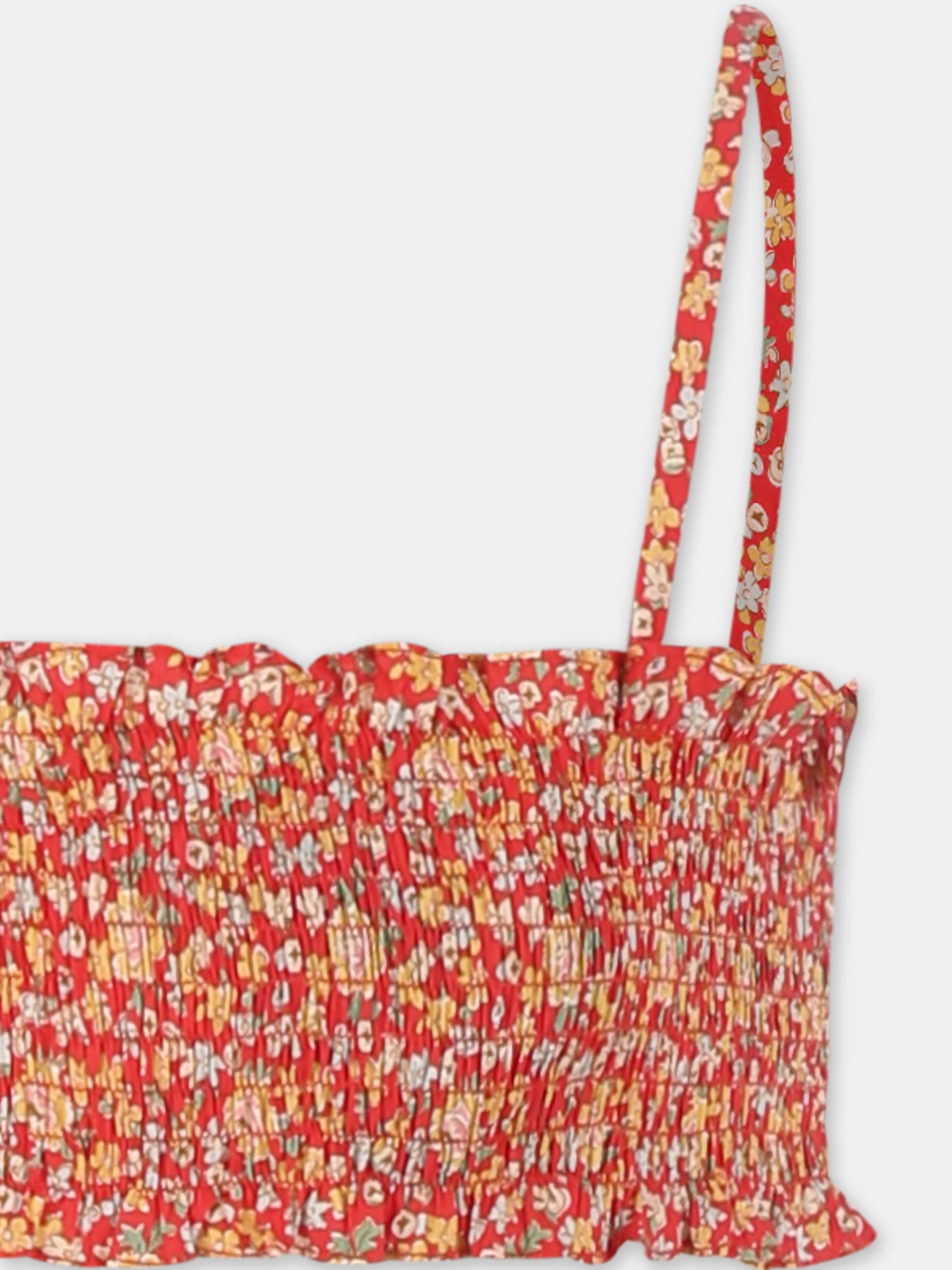 Red bikini for girl with floral print