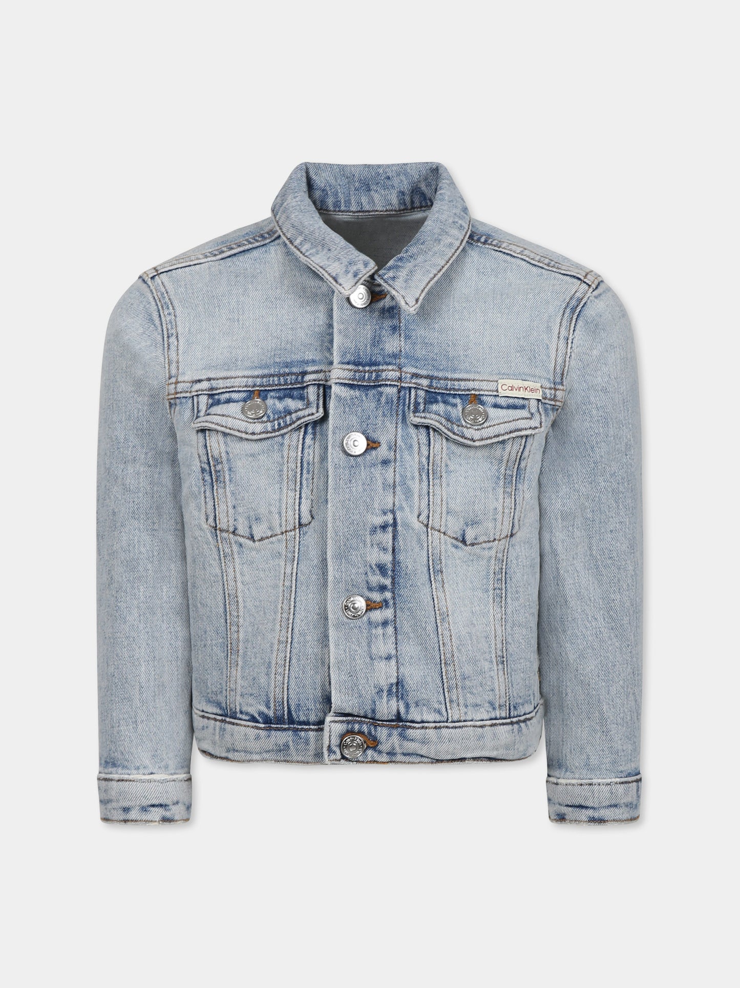 Giubbotto di jeans denim per bambino con logo,Calvin Klein Kids,24F CKIB0IB02308J IB0IB02308 1AA