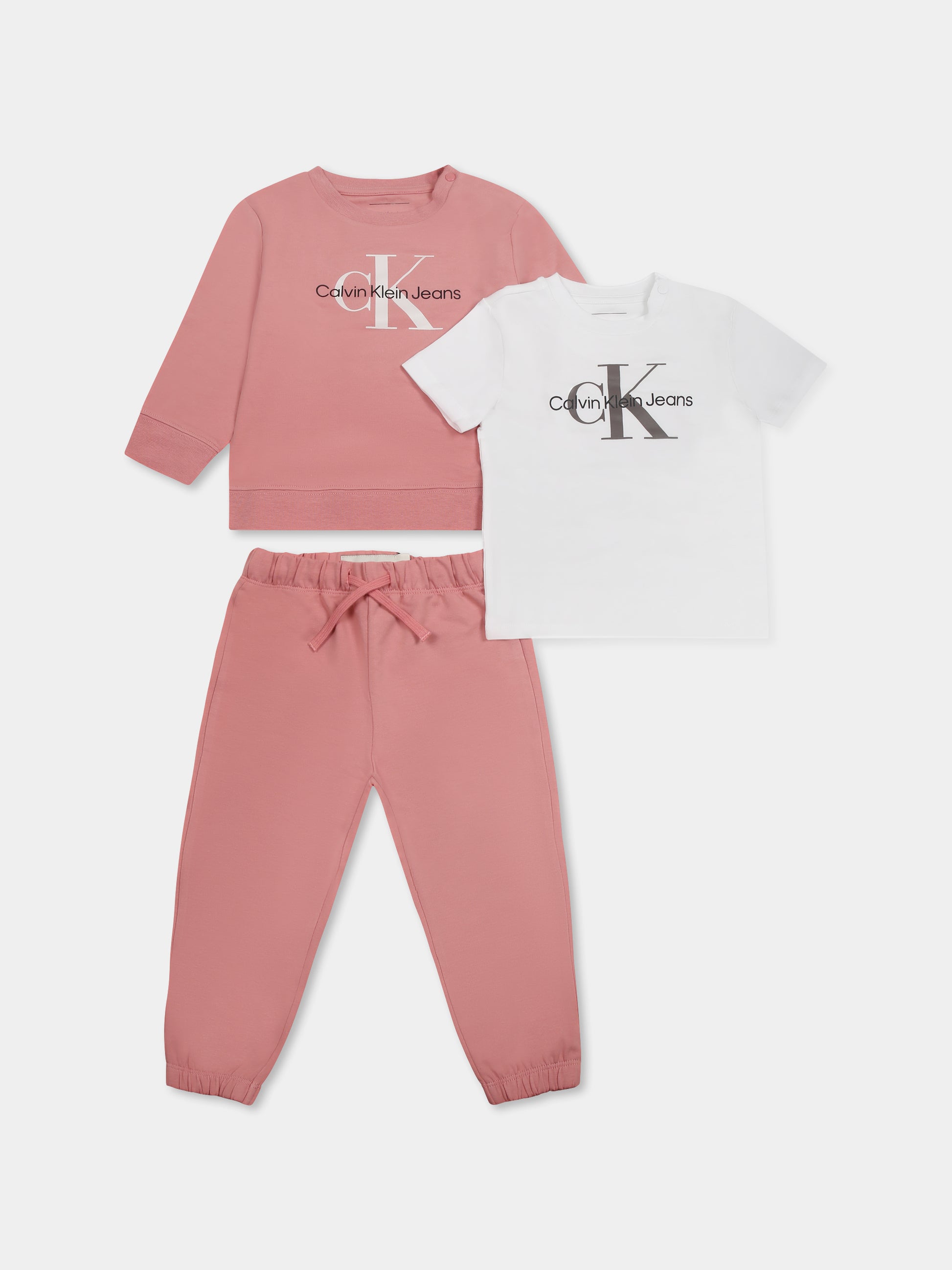 Completo rosa per neonata con logo,Calvin Klein Kids,24F CKIN0IN00011J IN0IN00011 VAZ