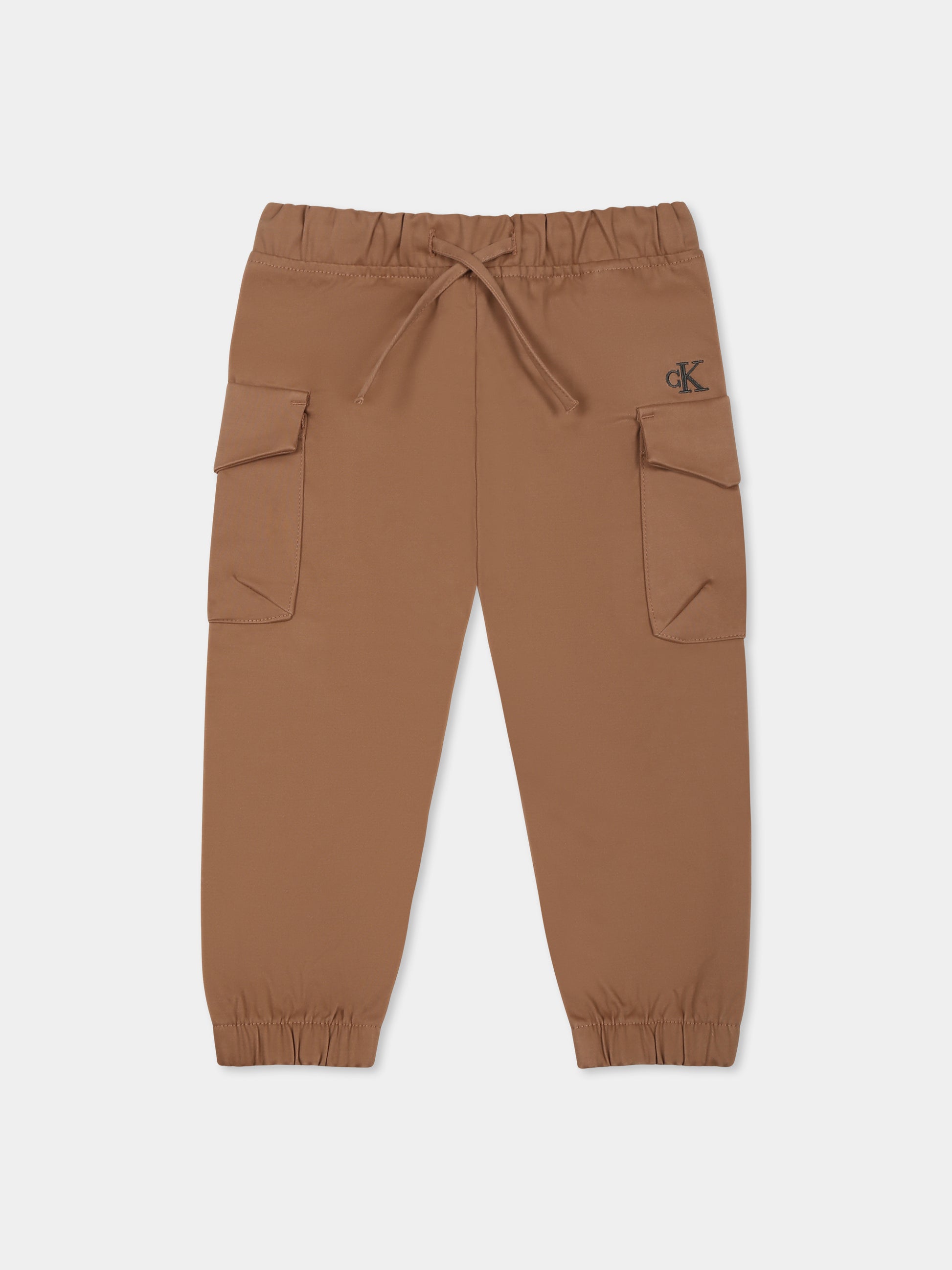 Pantaloni marroni per neonato con logo,Calvin Klein Kids,24F CKIN0IN00195J IN0IN00195 GU1