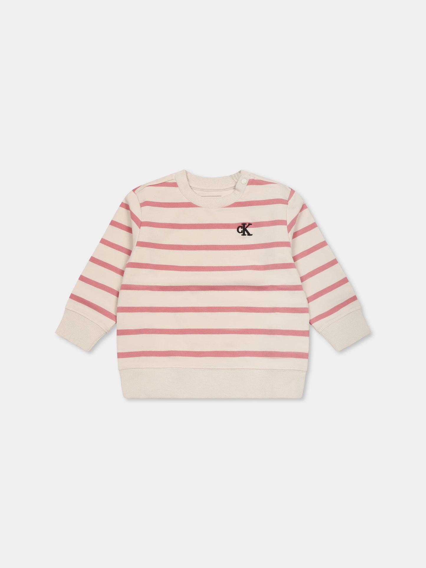Felpa avorio per neonata con logo,Calvin Klein Kids,24F CKIN0IN00285J IN0IN00285 0BJ