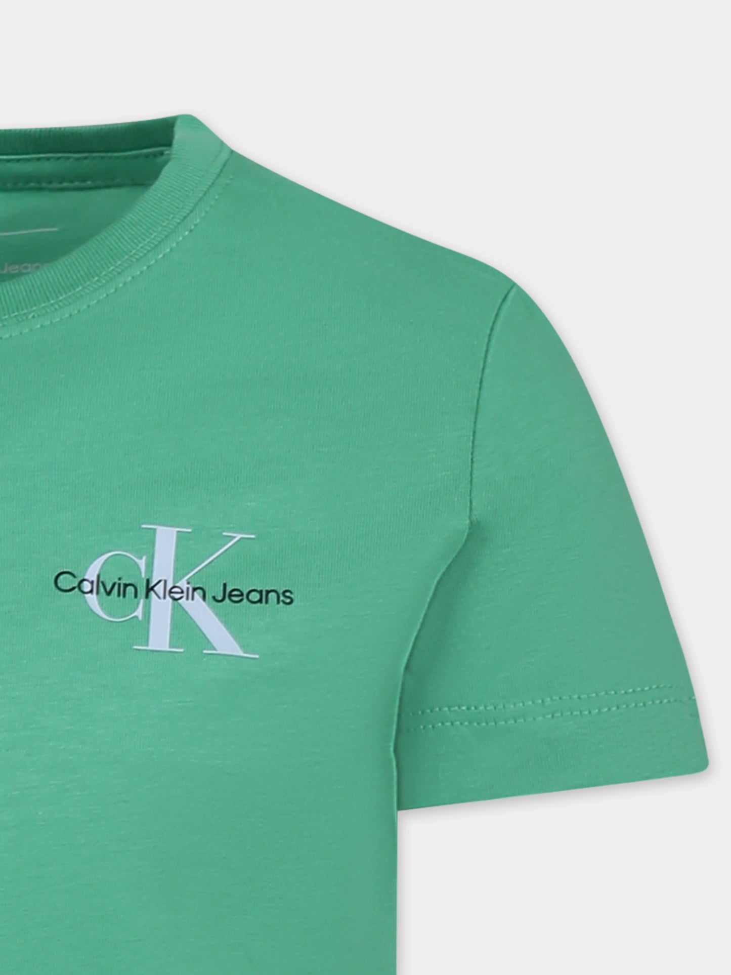 T-shirt verde per bambino con logo,Calvin Klein Kids,24F CKIU0IU00678J IU0IU00678 L1S