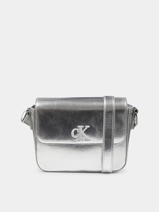 Borsa argento per bambina con logo,Calvin Klein Kids,24F CKIU0IU00688 IU0IU00688 0IV