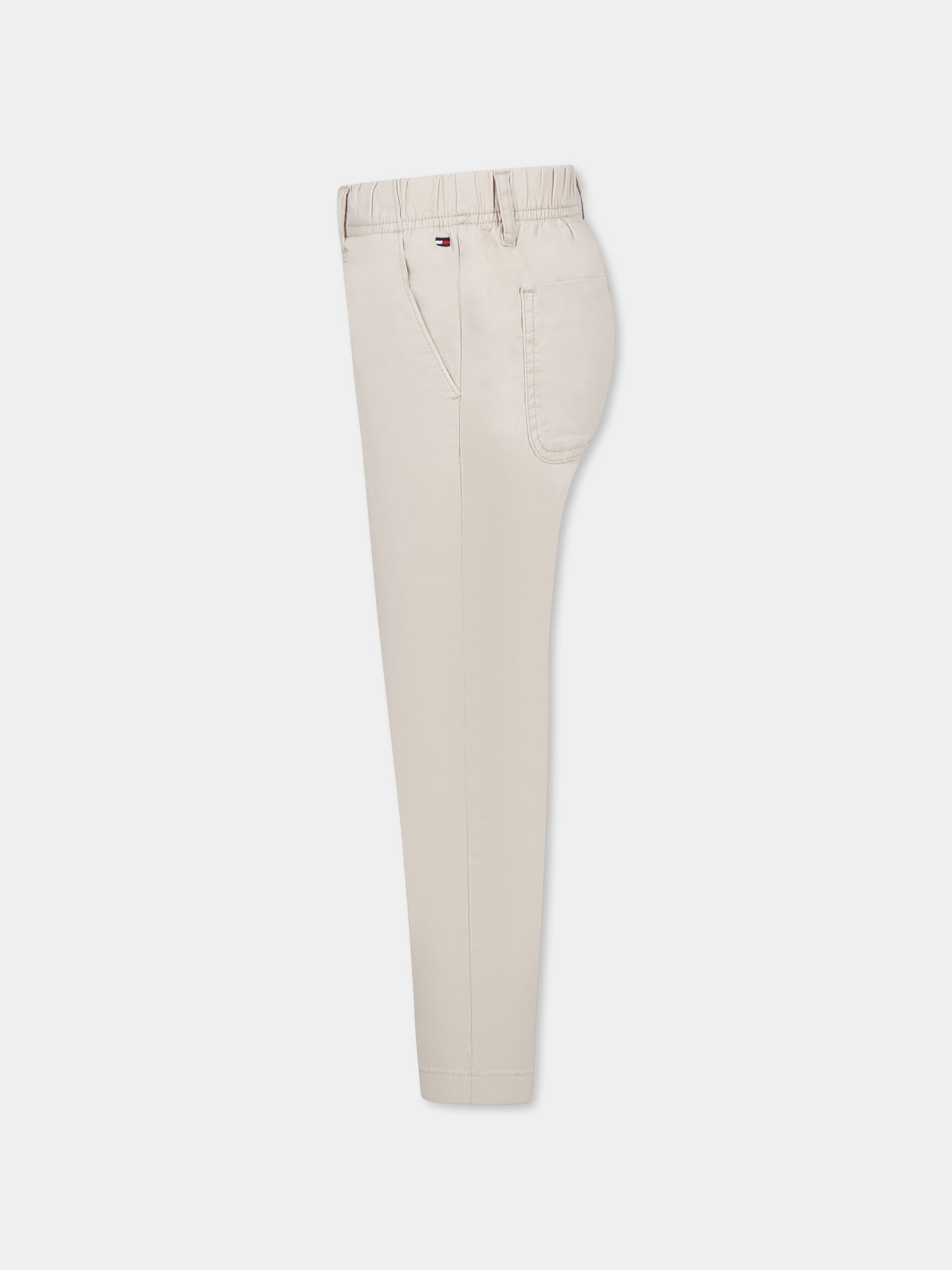 Beige trousers for boy with logo