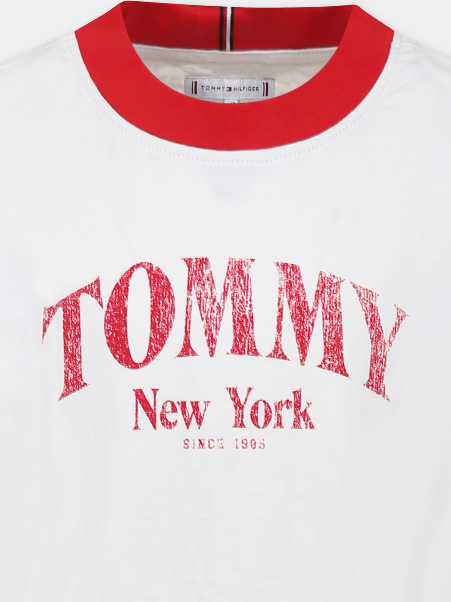 T.shirt avorio per bambina con logo,Tommy Hilfiger Junior,24F THKG0KG08293T KG0KG08293 YBH