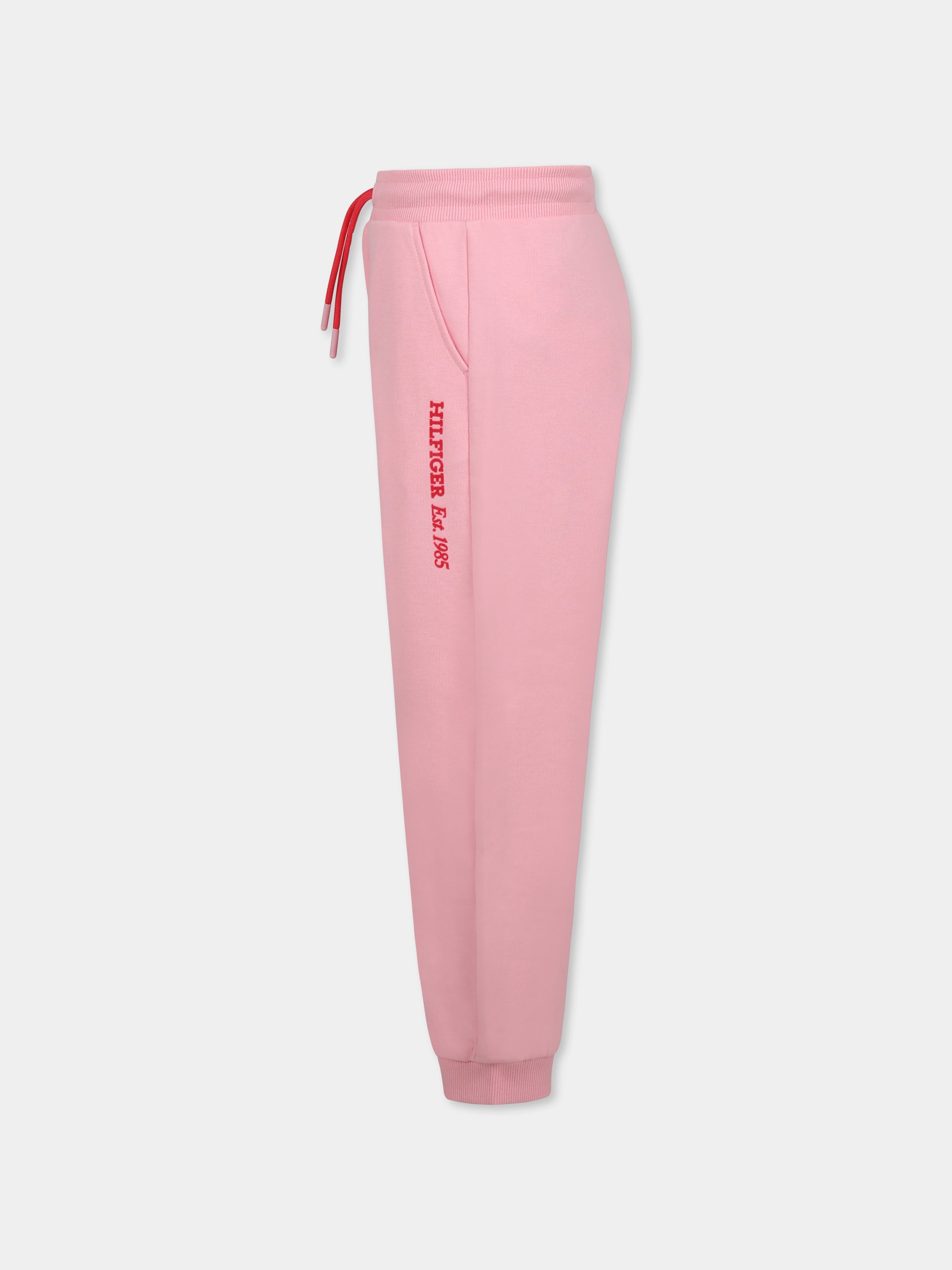 Pantaloni rosa per bambina con logo rosso,Tommy Hilfiger Junior,24F THKG0KG08325J KG0KG08325 TPF