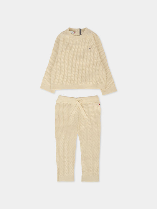 Completo nascita beige per neonati con bandierina,Tommy Hilfiger Junior,24F THKN0KN01983J KN0KN01983 GLK