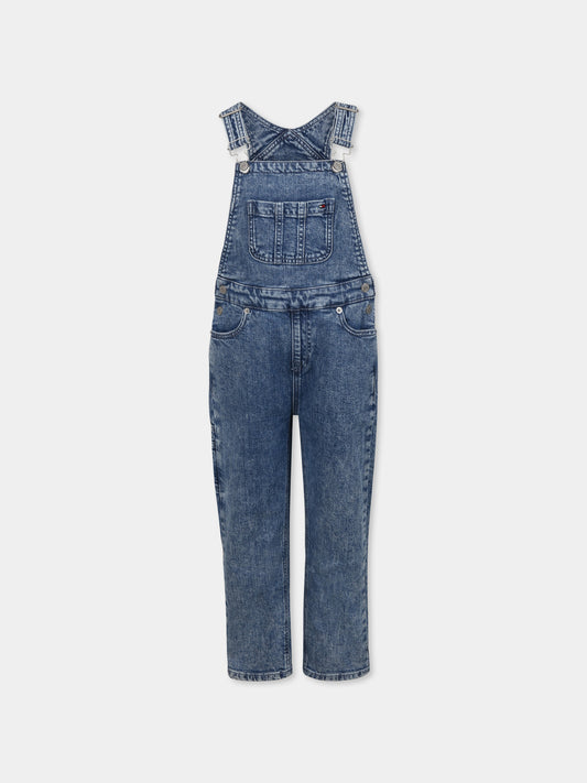 Salopette denim per bambini con bandierina,Tommy Hilfiger Junior,24F THKS0KS00615J KS0KS00615 1BJ