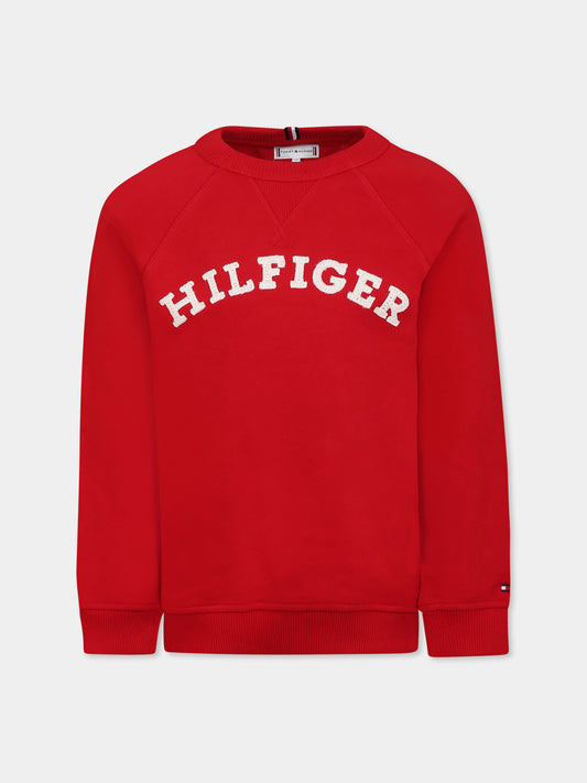 Felpa bordeaux per bambini con logo,Tommy Hilfiger Junior,24F THKS0KS00626J KS0KS00626 XLD