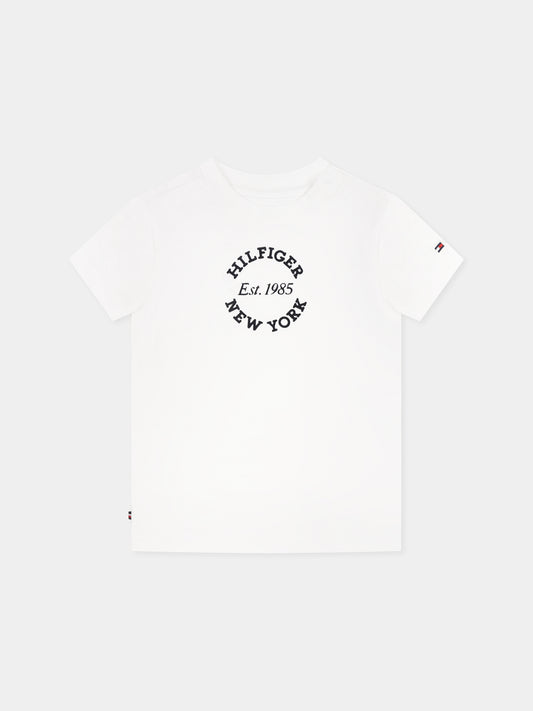 T-shirt bianca per neonati con logo,Tommy Hilfiger Junior,24F THKN0KN01964J KN0KN01964 YBR