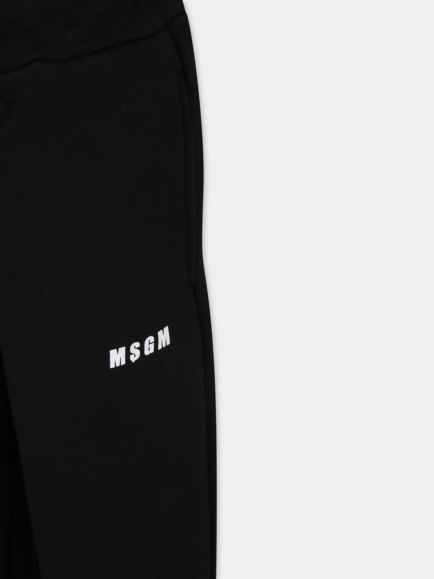 Pantaloni neri per bambini con logo,Msgm Kids,S4MSJGFP028 110