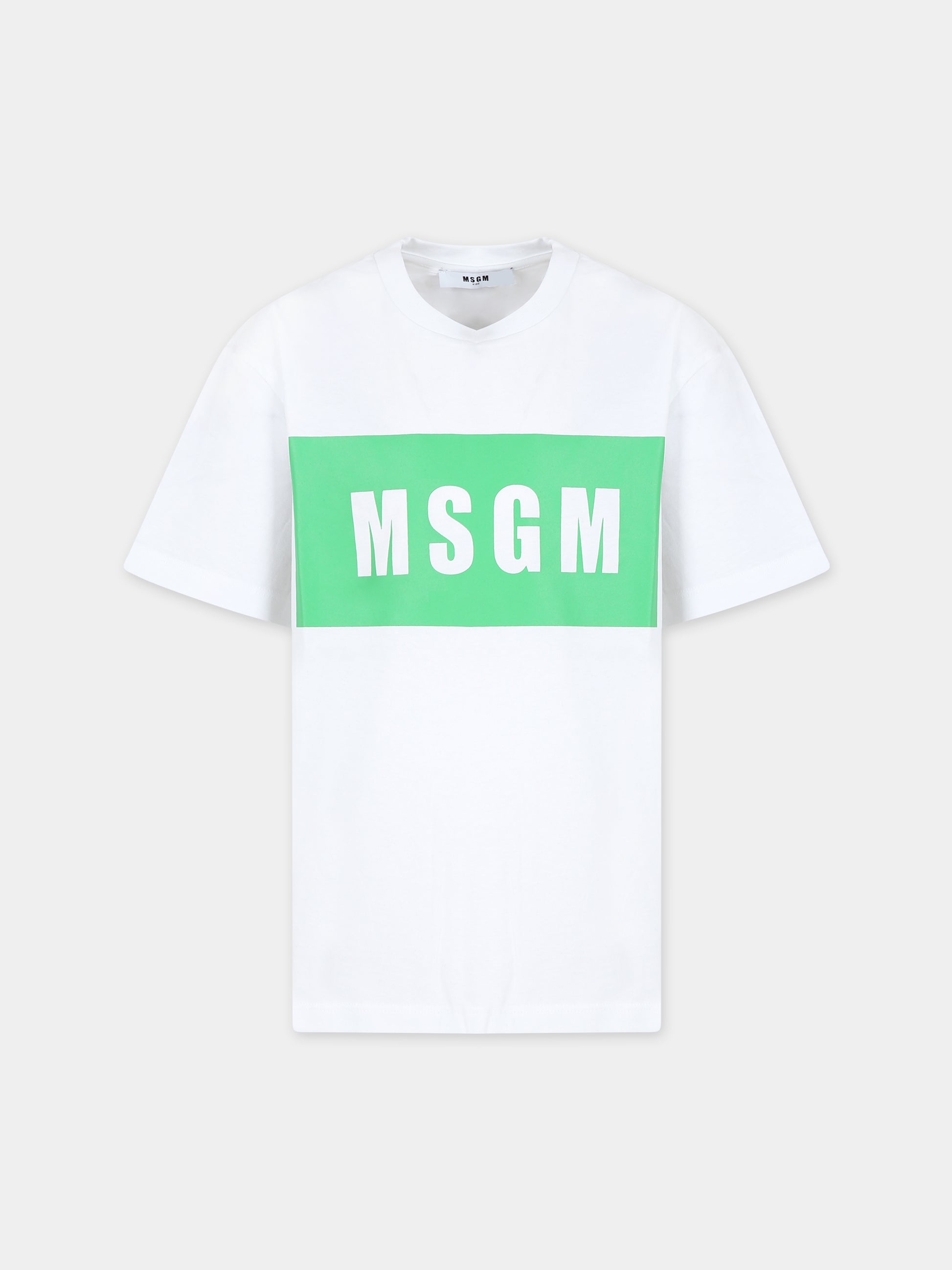 T-shirt bianca per bambini con logo,Msgm Kids,S4MSJUTH010 001