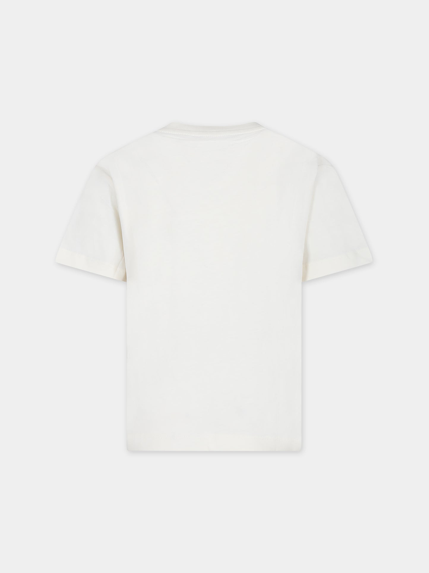 T-shirt avorio per bambini con logo,Msgm Kids,S4MSJUTH010 013