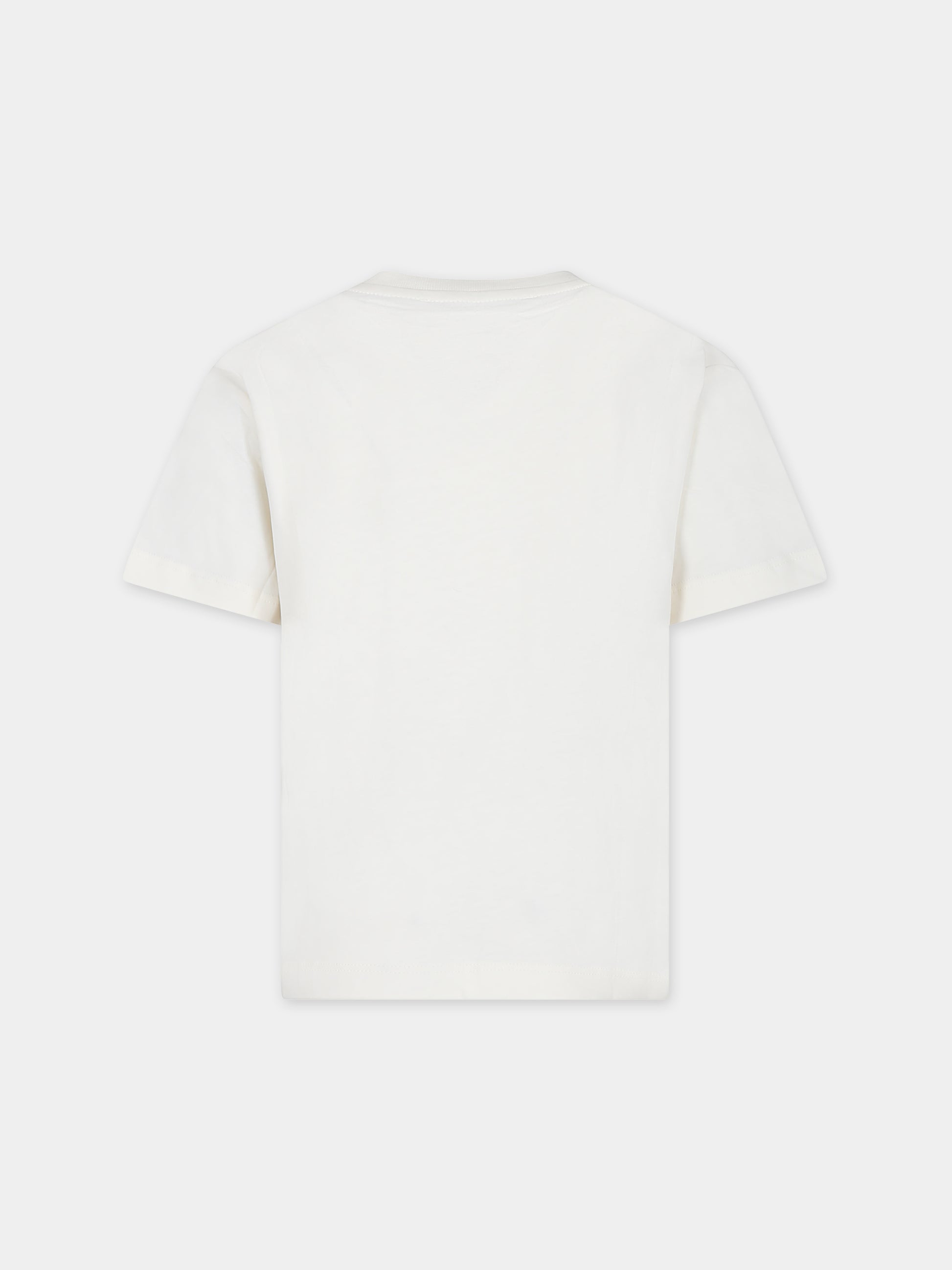 T-shirt avorio per bambini con logo,Msgm Kids,S4MSJUTH010 013