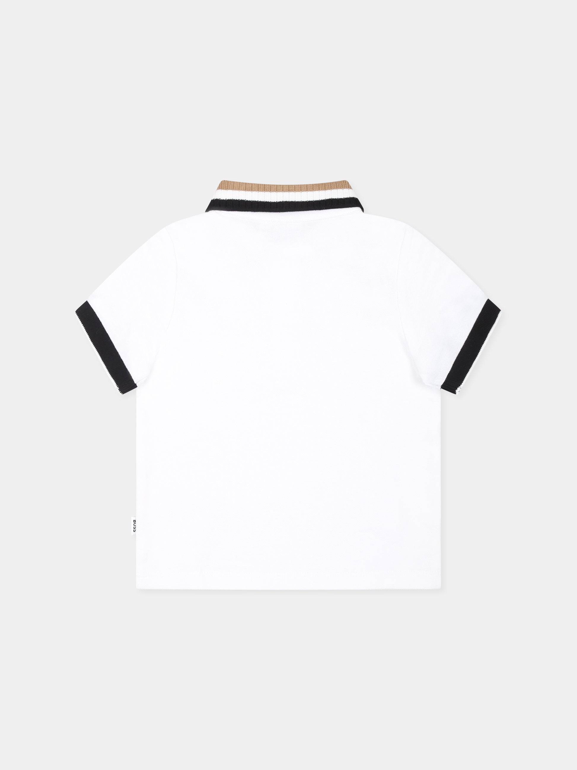 Polo bianca per neonato con logo,Boss,J05A35 10P