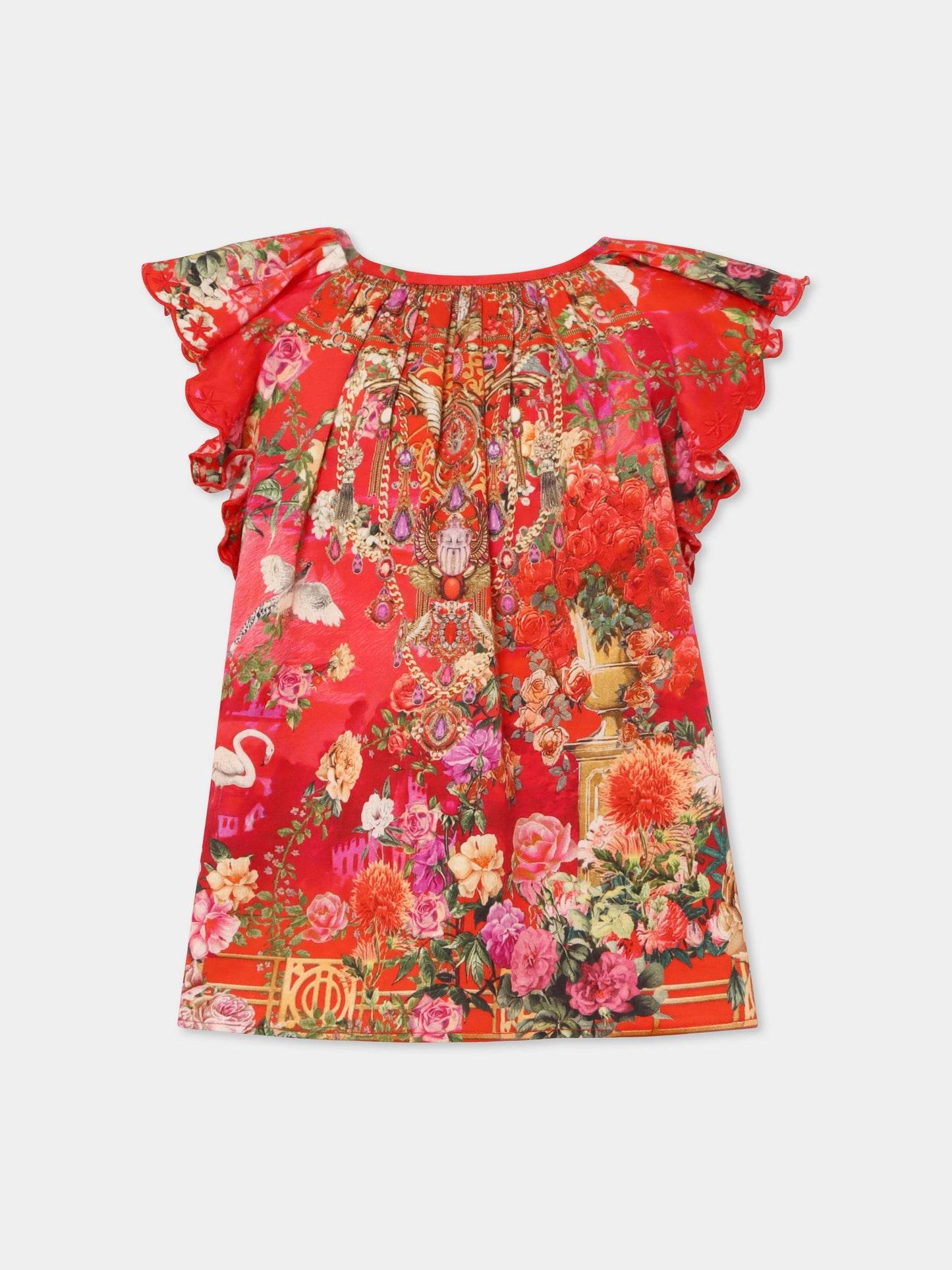 Red top for girl with floral print