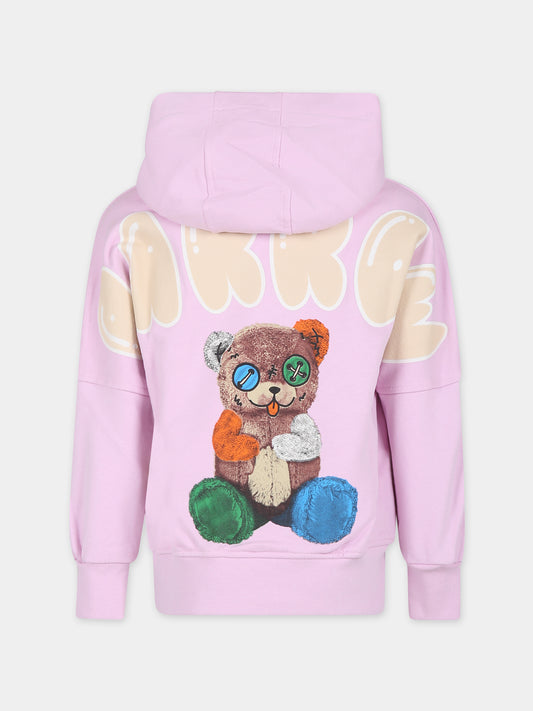 Felpa rosa per bambina con logo e stampa Bear,Barrow,S4BKJUHS114 BW014