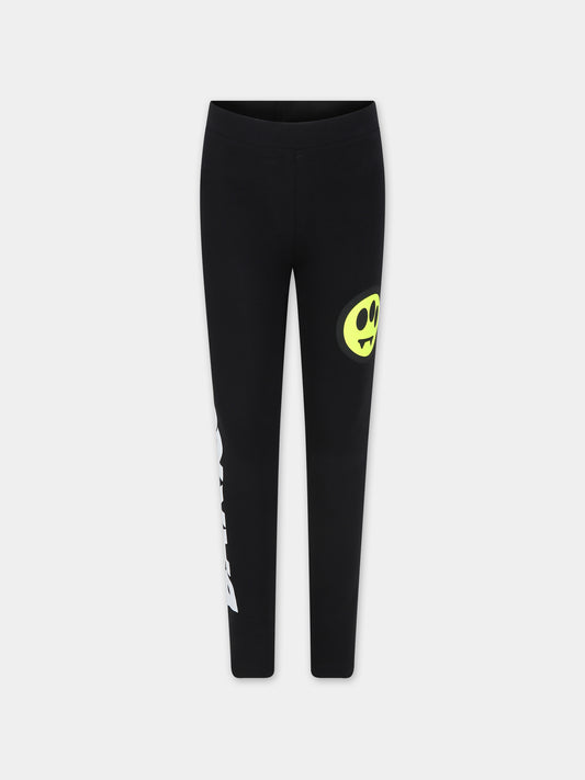 Leggings neri per bambina con smile,Barrow,S4BKJGLG111 110