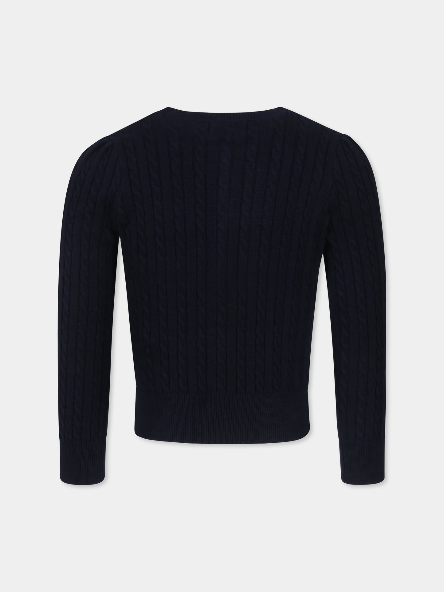 Cardigan blu per bambina con cavallino,Ralph Lauren Kids,543047011 HUNTER NAVY