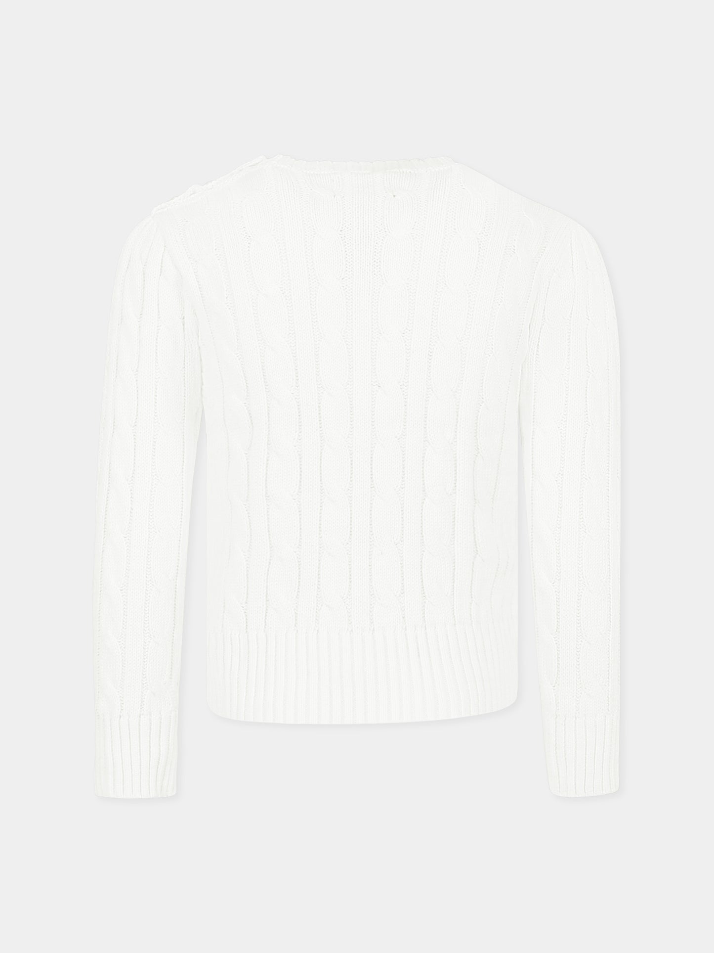 Maglione bianco per neonata con cavallino,Ralph Lauren Kids,901316011 WARM WHITE W/HINT OF PINK