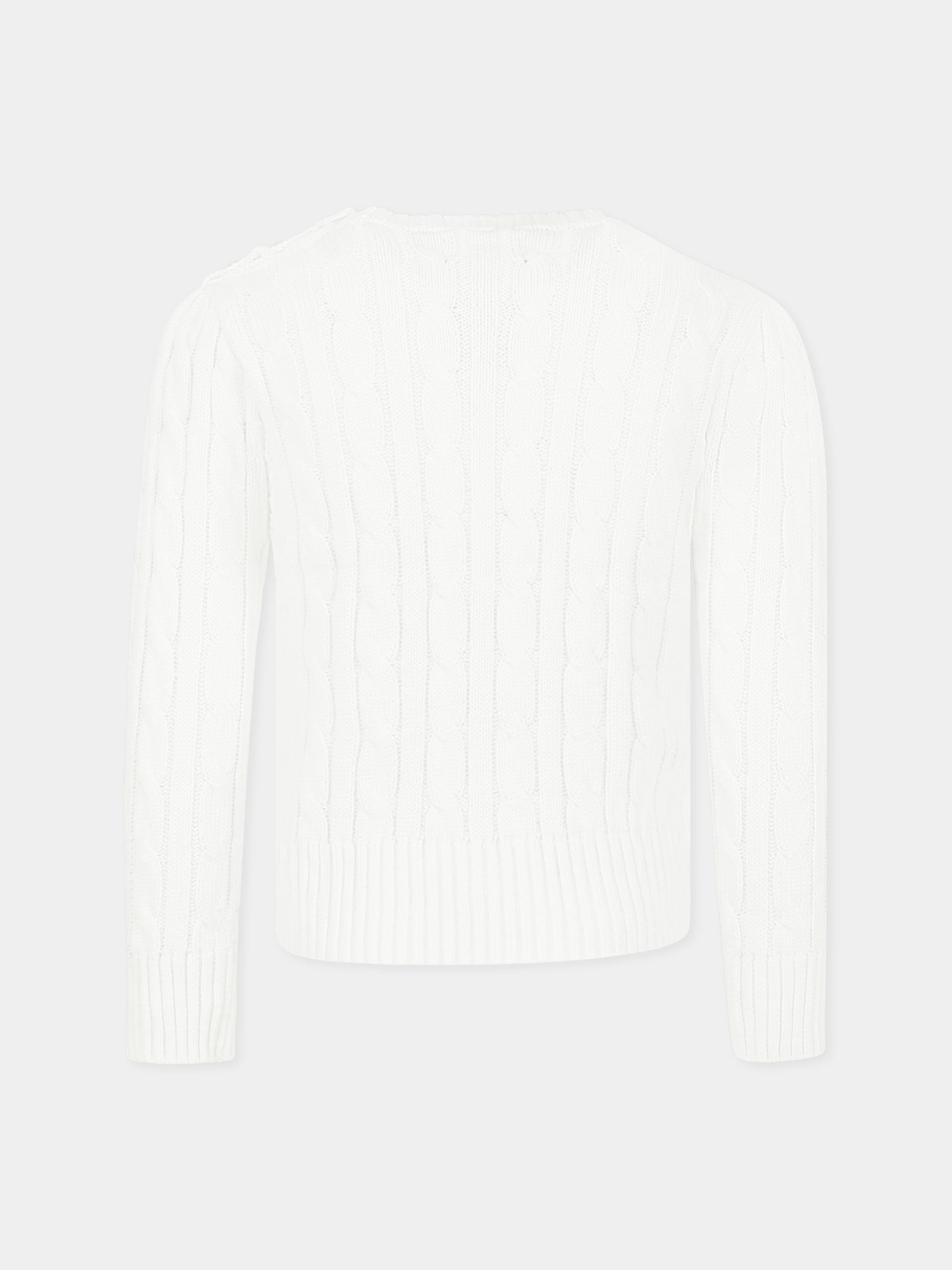 Maglione bianco per neonata con cavallino,Ralph Lauren Kids,901316011 WARM WHITE W/HINT OF PINK