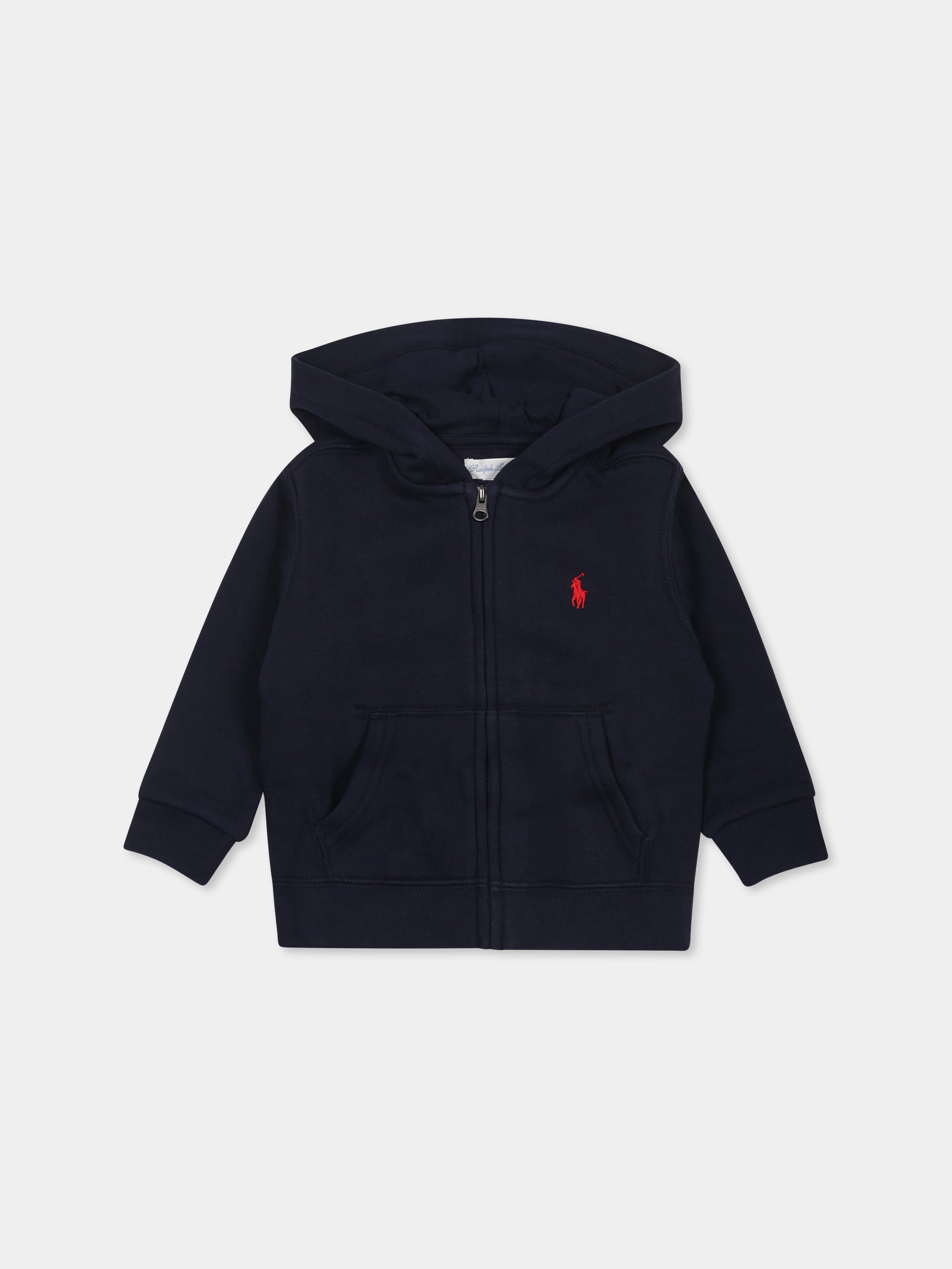 Felpa blu per neonato con cavallino,Ralph Lauren Kids,547626001 CRUISE NAVY