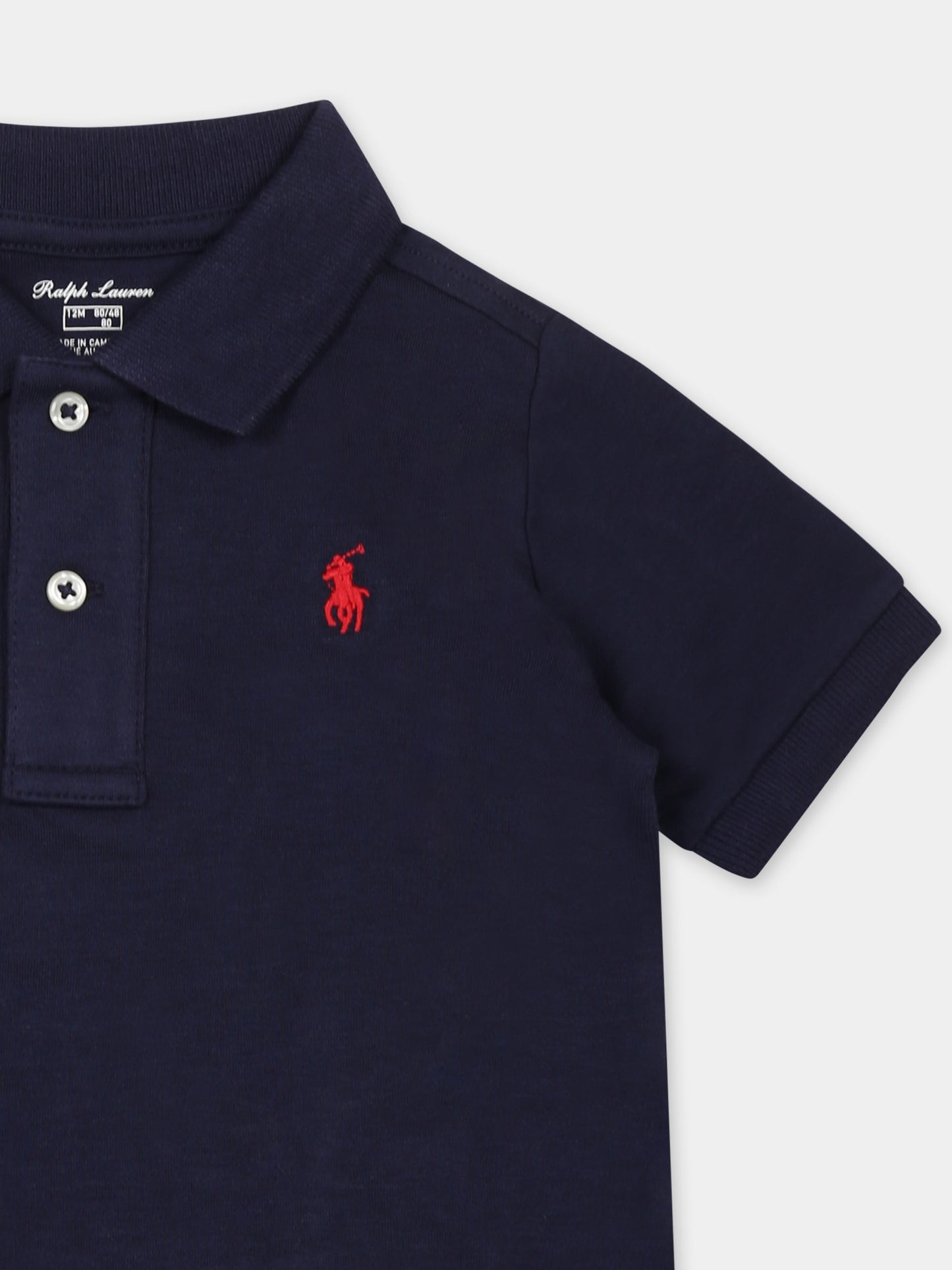 Polo blu per neonato con cavallino,Ralph Lauren Kids,570127002 REFINED NAVY