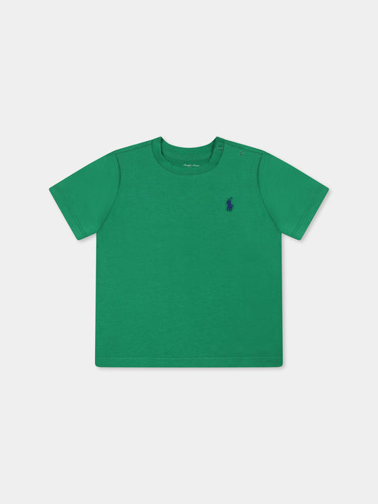 T-shirt verde per neonato con cavallino,Ralph Lauren Kids,832904146 STEM/C7318