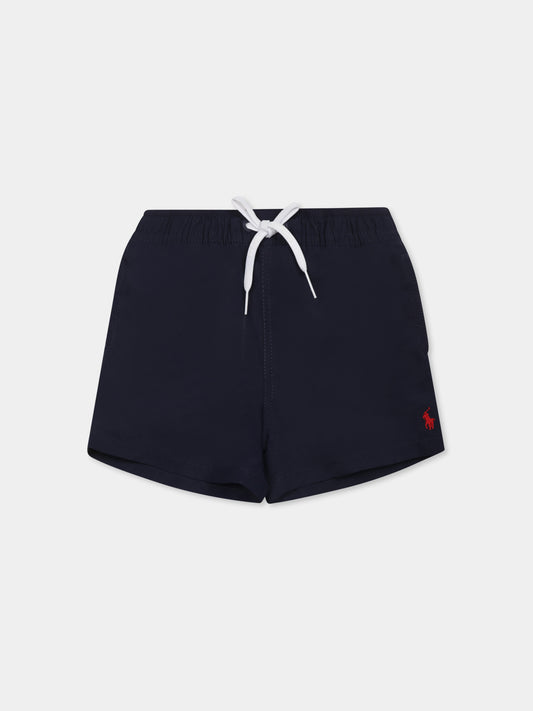 Blue swim shorts for baby boy with horse