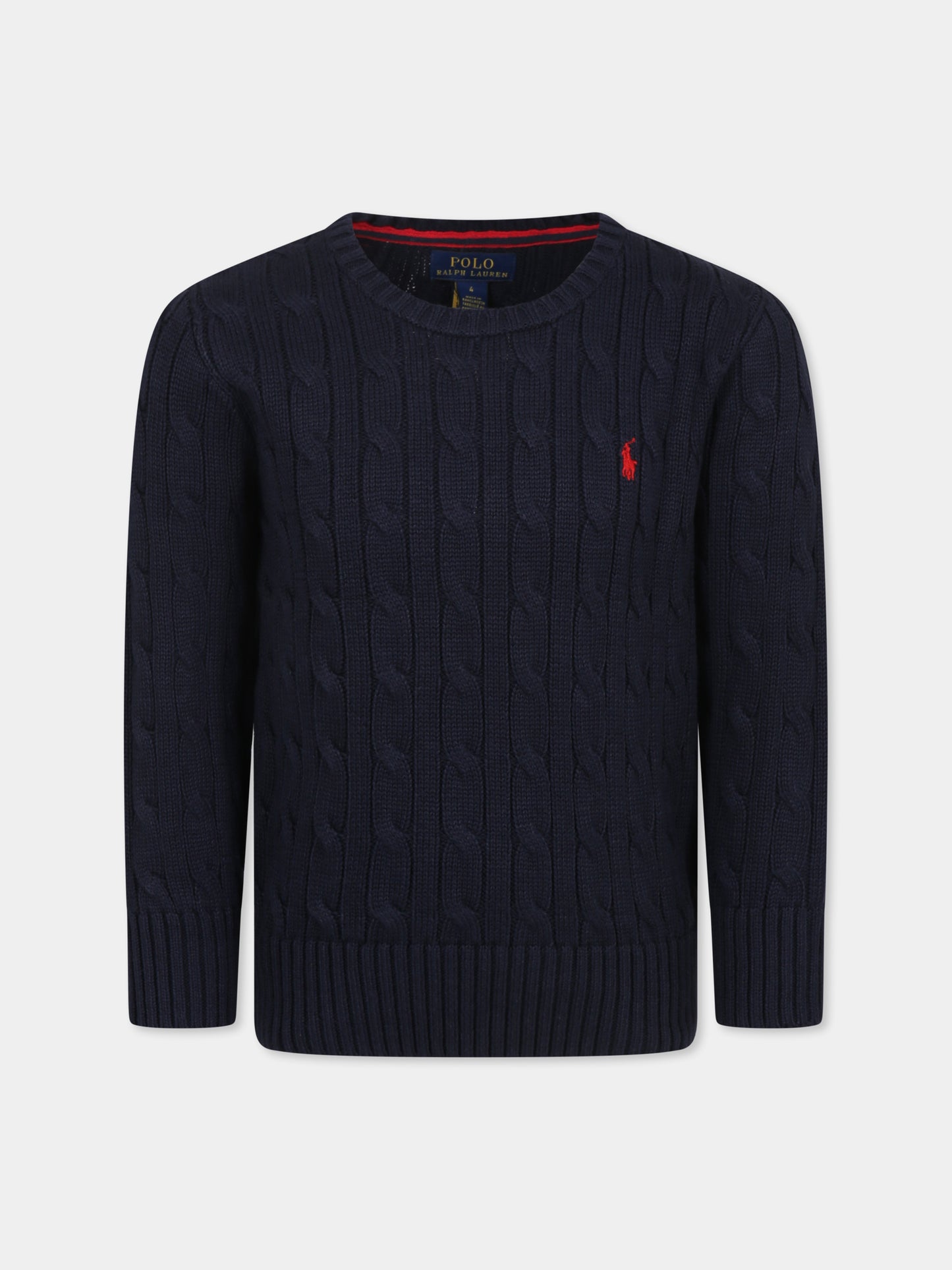 Maglione blu per bambino con cavallino,Ralph Lauren Kids,702674060 RL NAVY/C3807