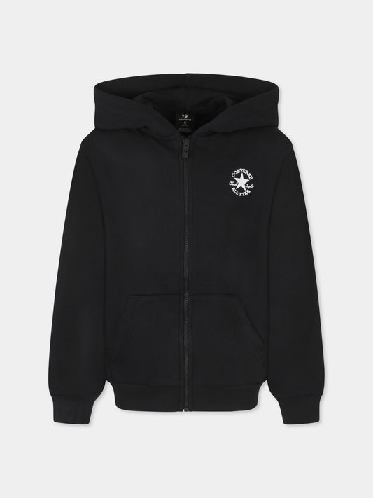 Felpa nera per bambini con logo,Converse,9CG706 023