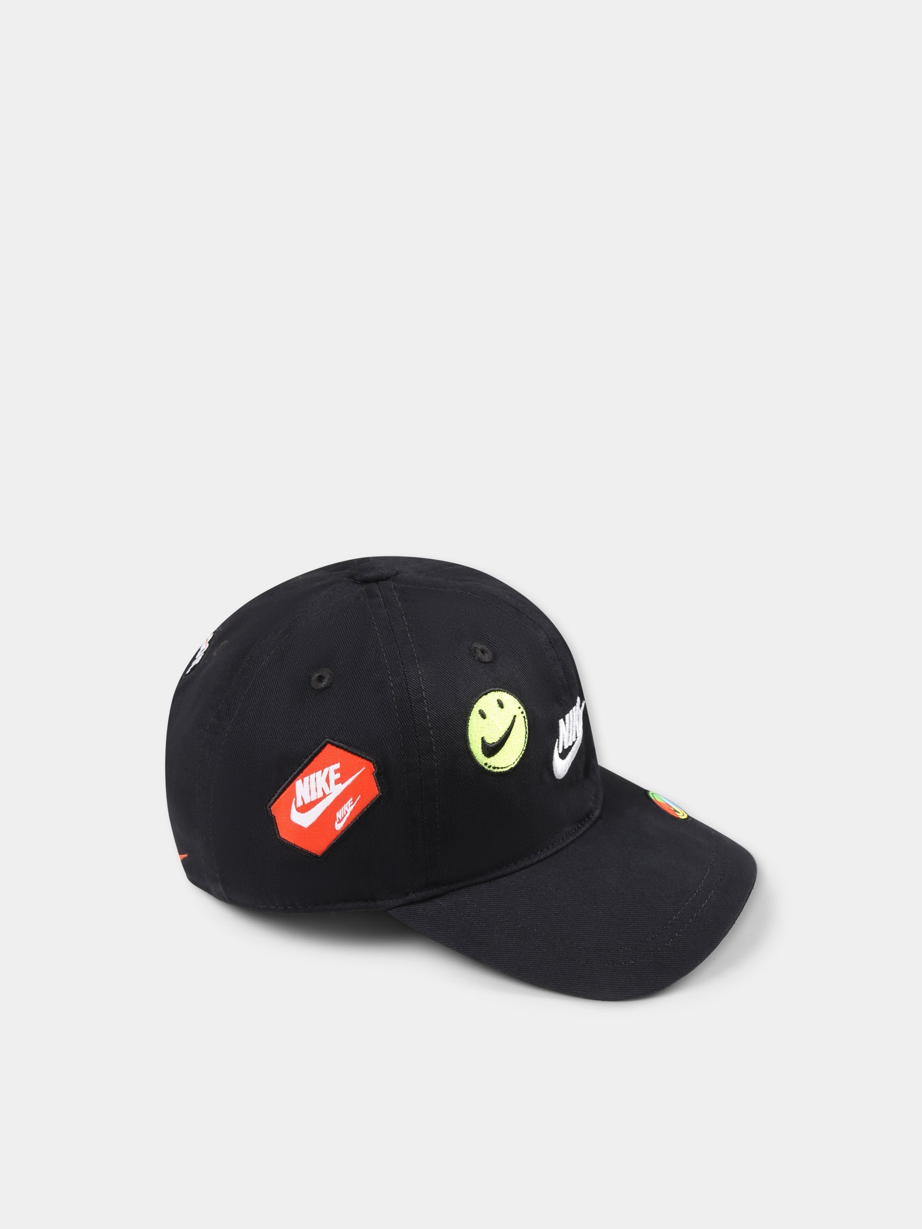 Cappello nero per bambini con logo e patch,Nike,8A3121 023