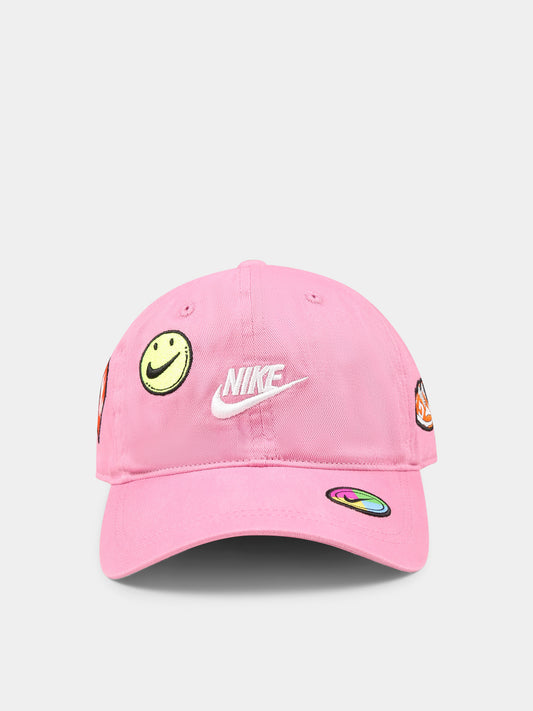 Cappello rosa per bambina con logo e patch,Nike,8A3121 ACG