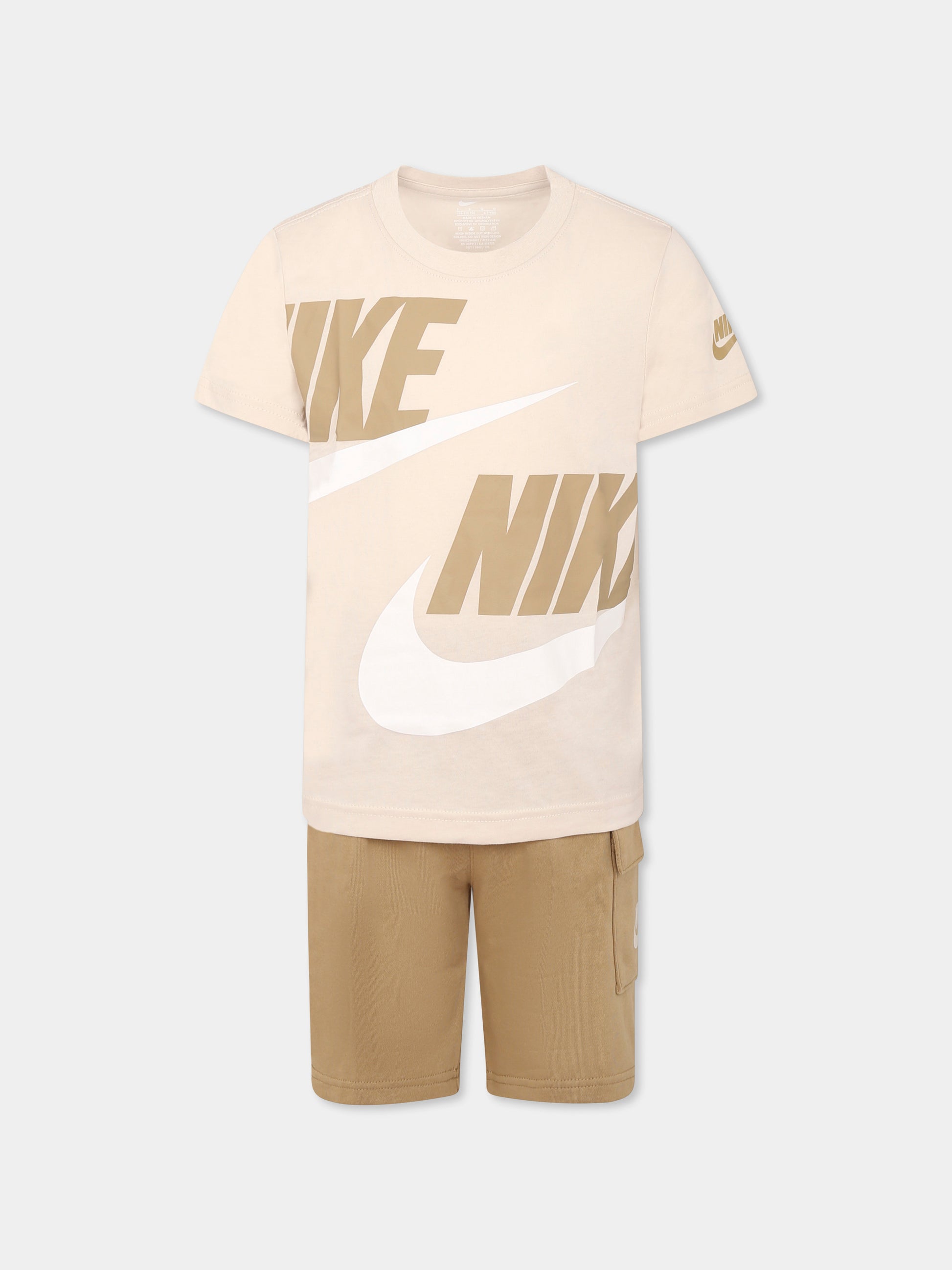 Completo beige per bambini con loghi,Nike,86J213 X3E