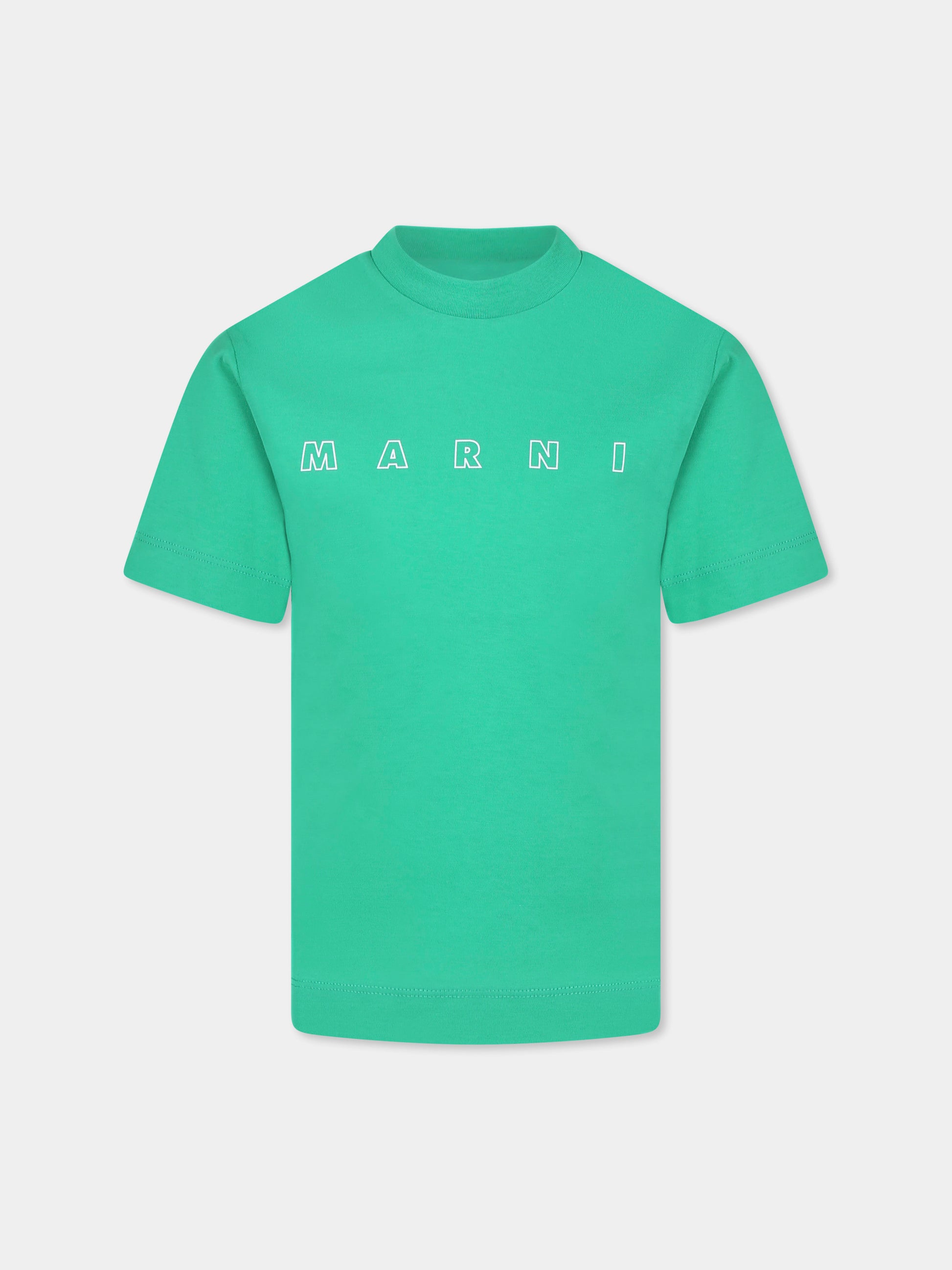 T-shirt verde per bambini con logo,Marni Kids,M01466 M00RF MT279U 0M541