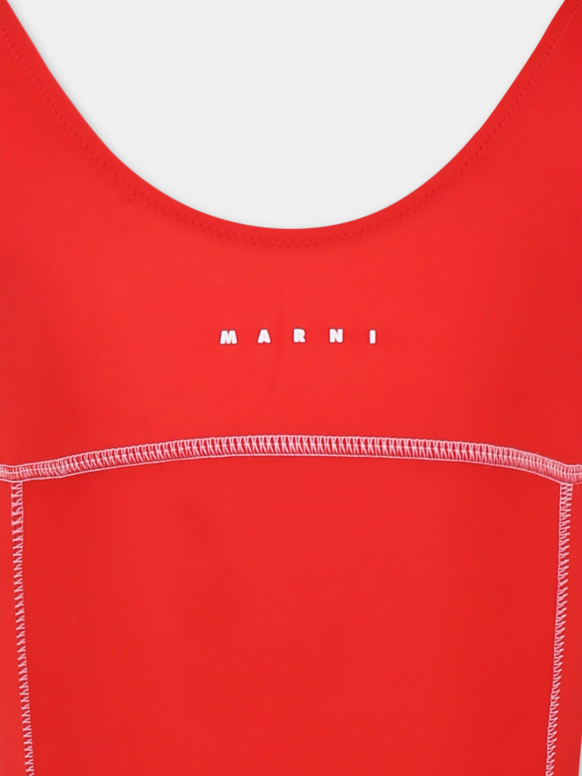 Costume intero rosso per bambina con logo bianco,Marni Kids,M01348 M00M2 MM18F 0M416