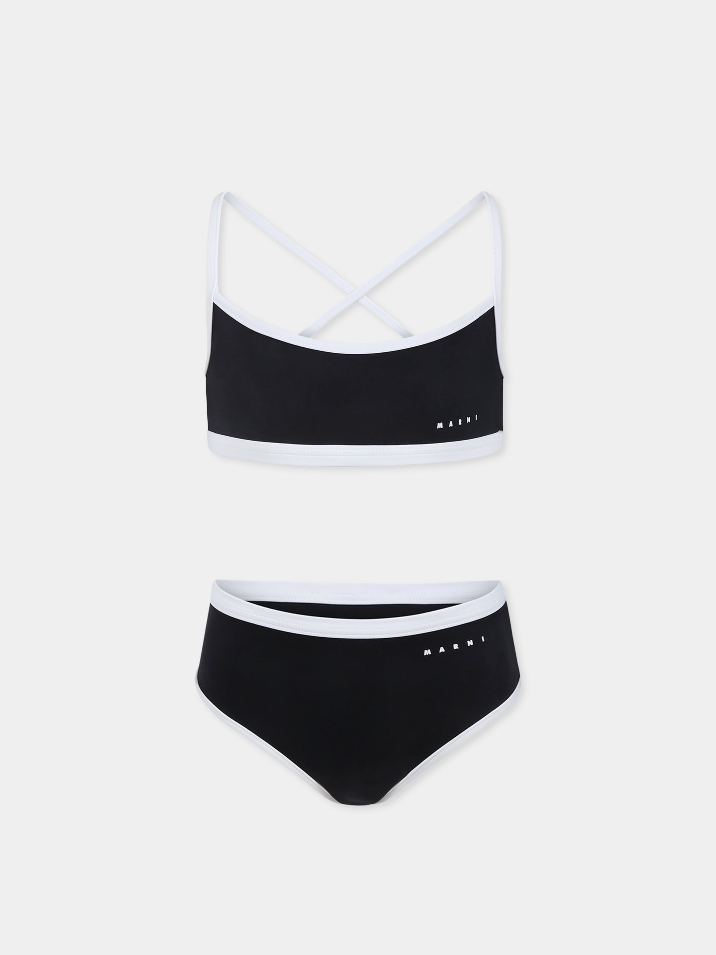 Bikini nero per bambina con logo,Marni Kids,M01352 M00M2 MM22F 0M900