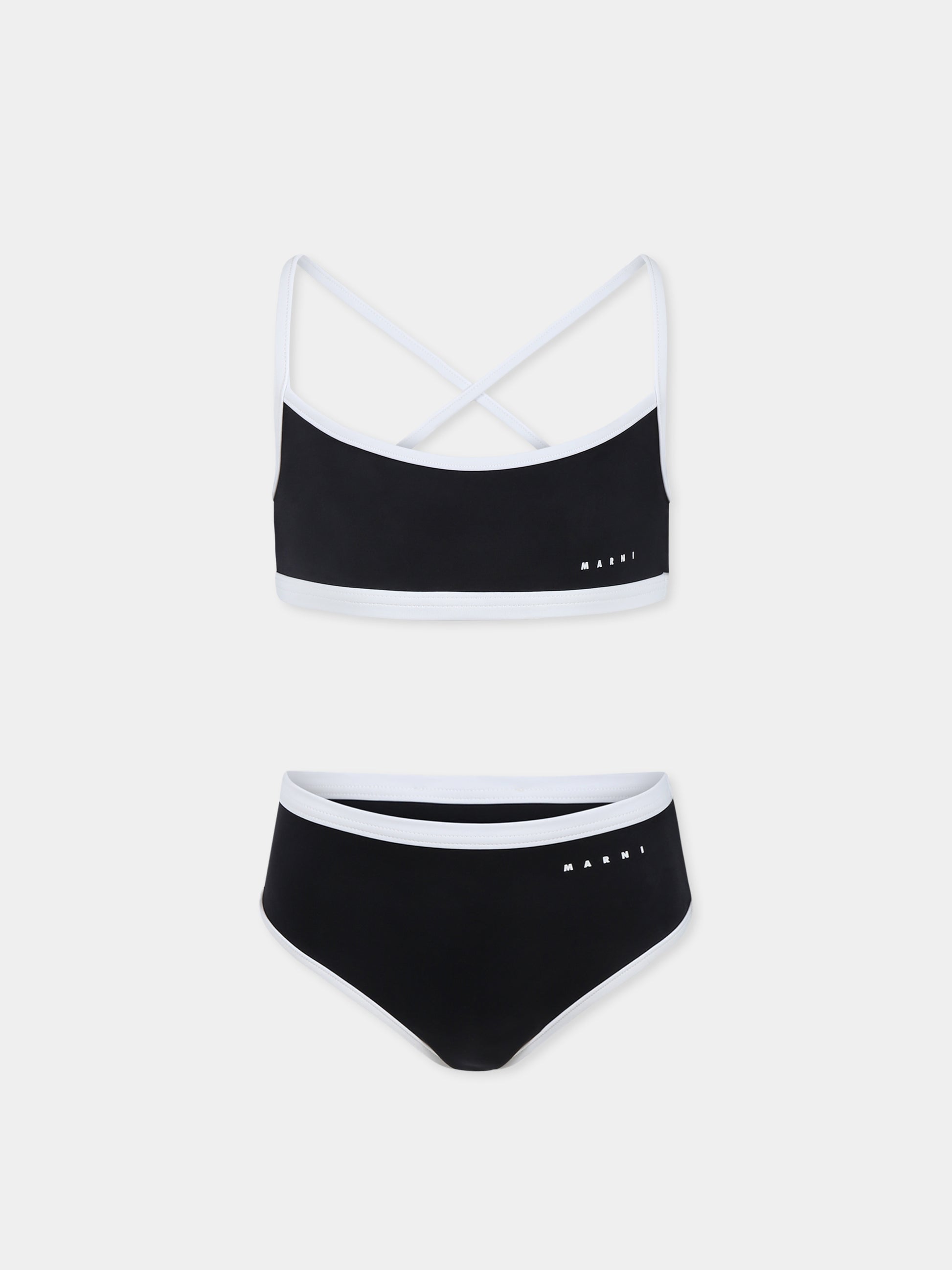 Bikini nero per bambina con logo,Marni Kids,M01352 M00M2 MM22F 0M900