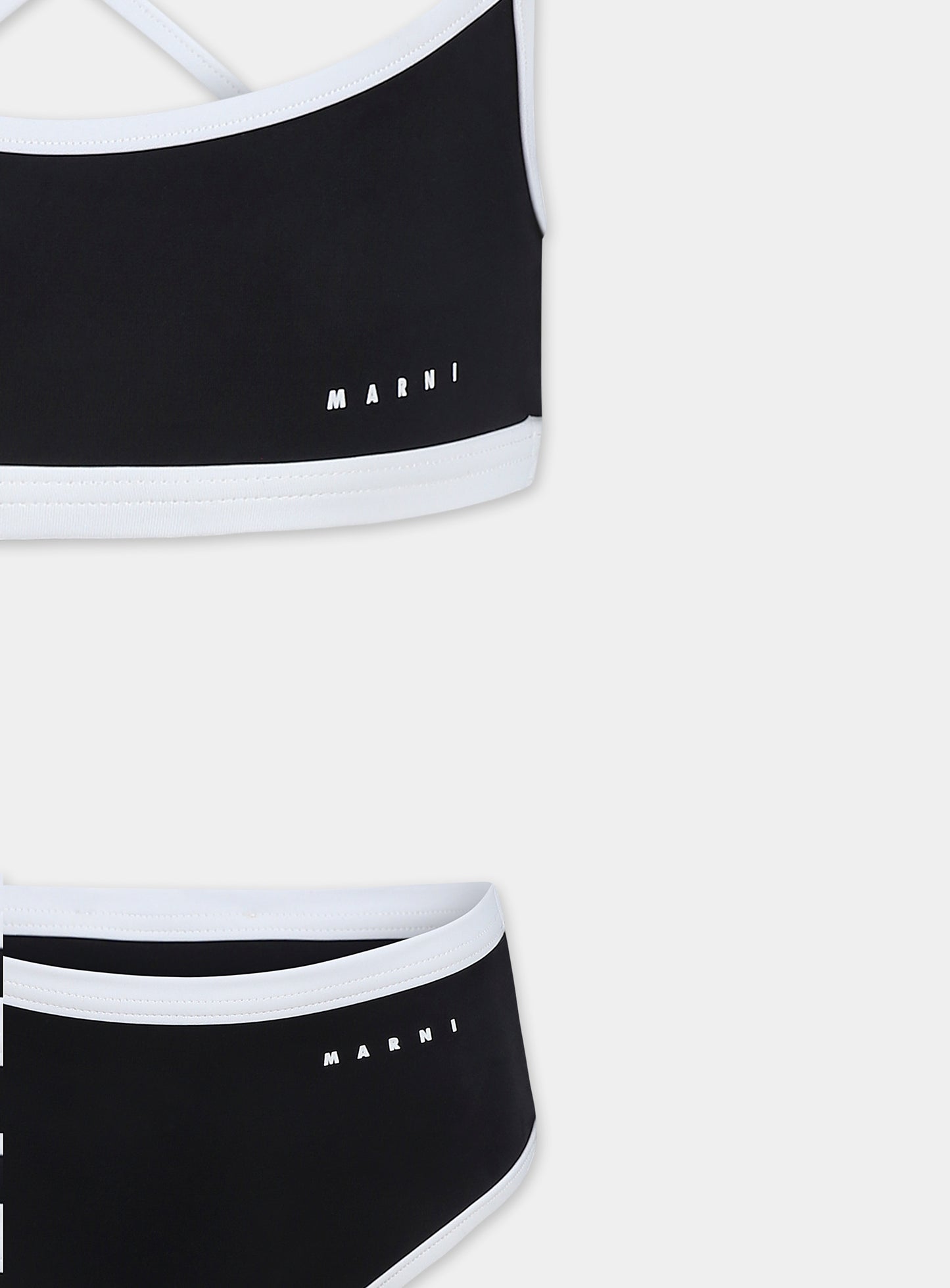 Bikini nero per bambina con logo,Marni Kids,M01352 M00M2 MM22F 0M900
