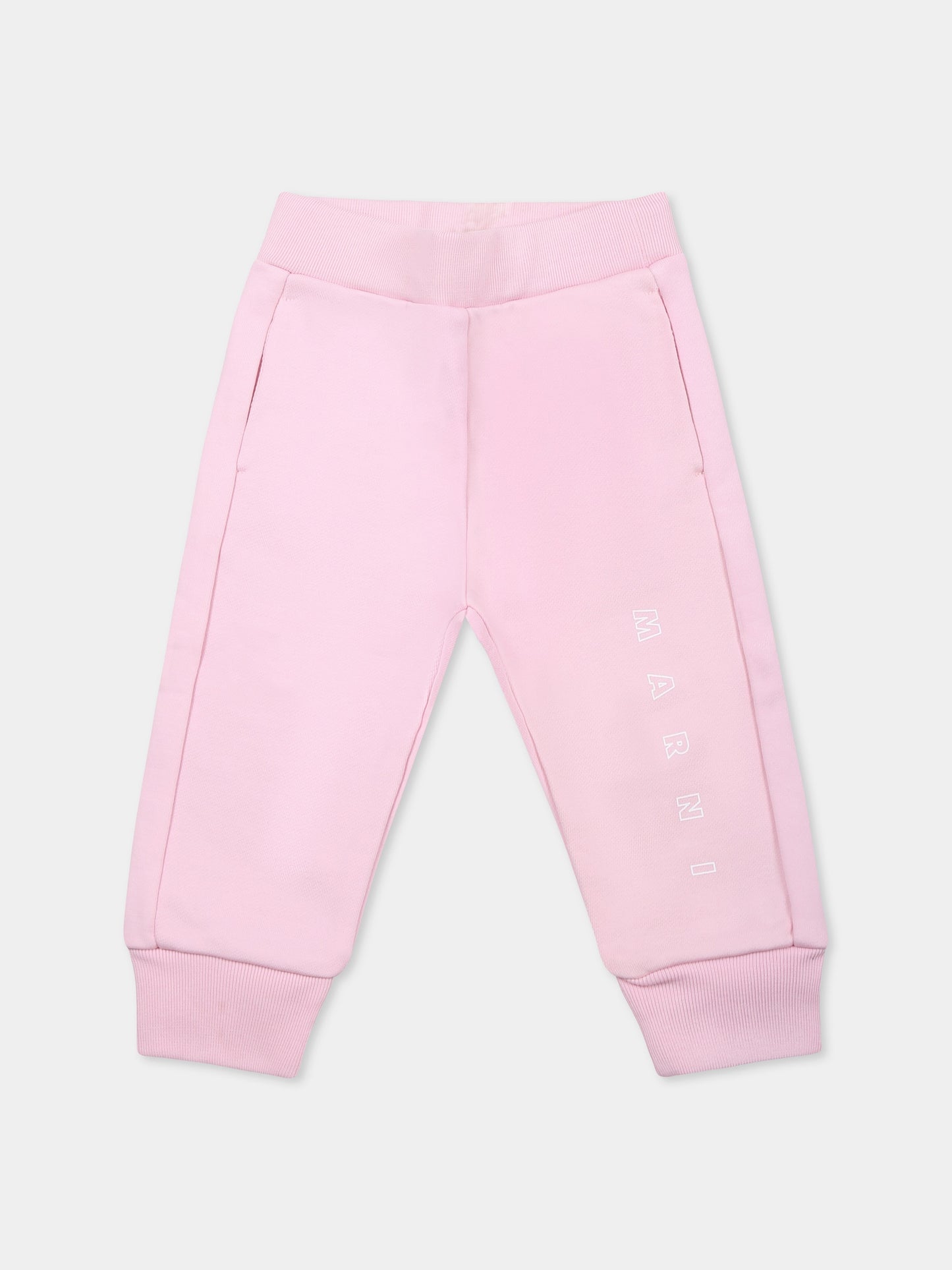 Pink trousers for baby girl with logo