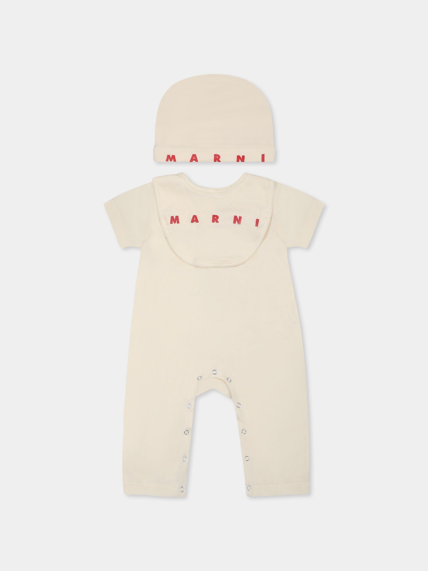 Set tutina avorio per neonati con logo,Marni Kids,M01441 M00UL MX038 0M221