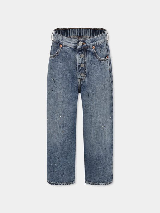Jeans celesti per bambini con schizzi di pittura,Mm6 Maison Margiela,M60053 MM04M MM6P11U M601