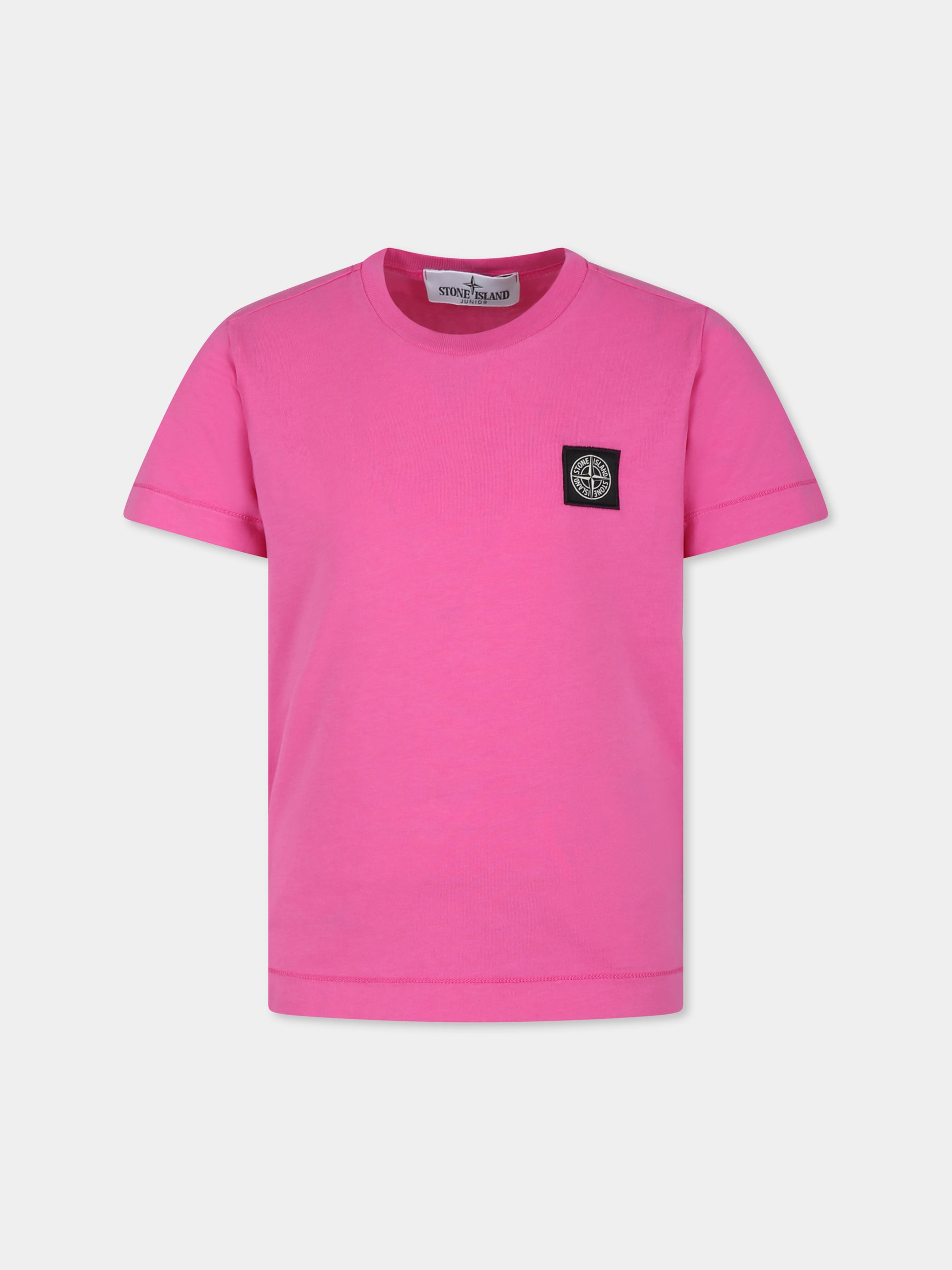 T-shirt fucsia per bambino con bussola,Stone Island Junior,801620147 V0087