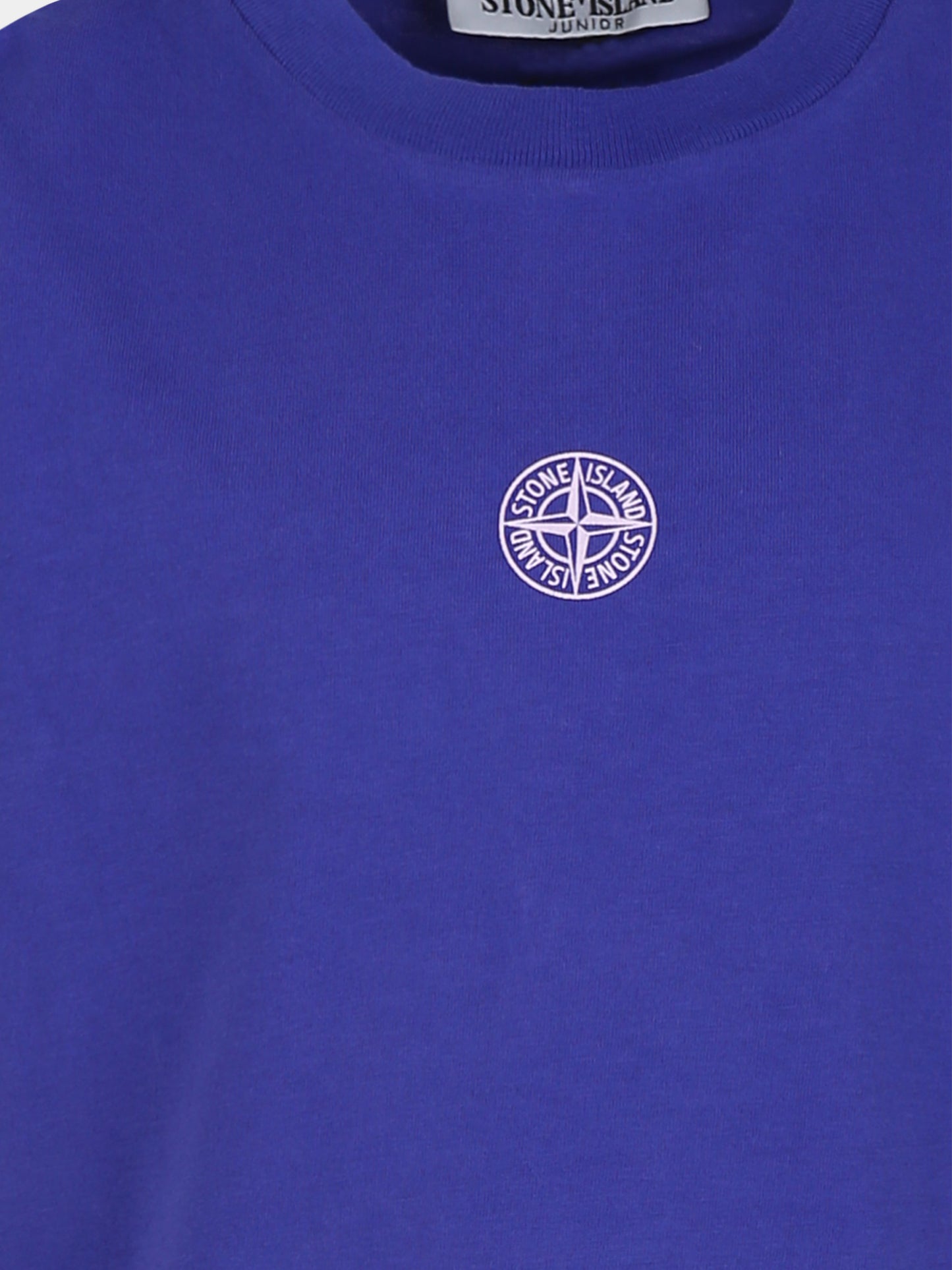 T-shirt blu per bambino con bussola,Stone Island Junior,801621071 V0022