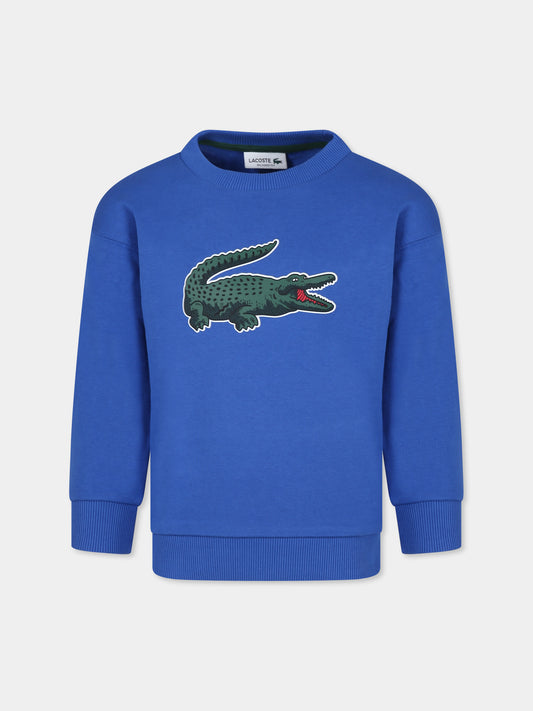 Felpa azzurra per bambino con coccodrillo,Lacoste,SJ1231 IXW