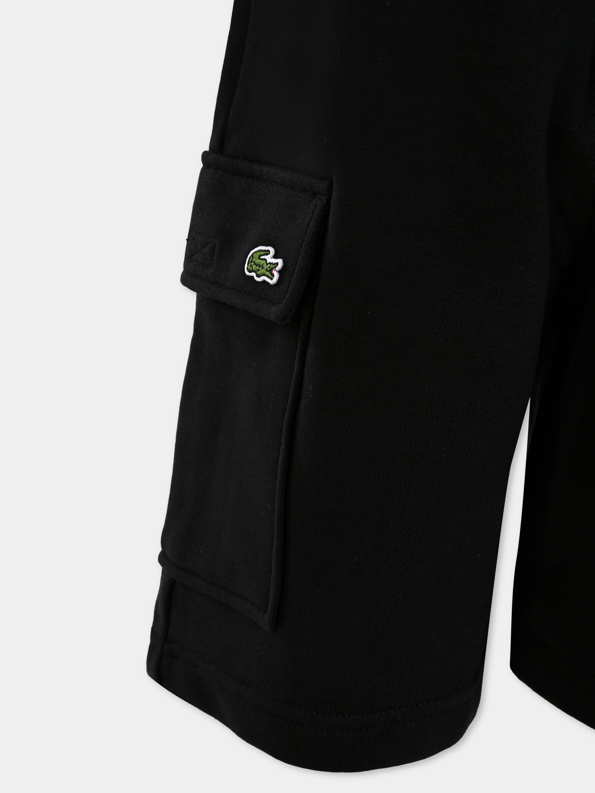 Shorts neri per bambino con coccodrillo,Lacoste,GJ7372 031