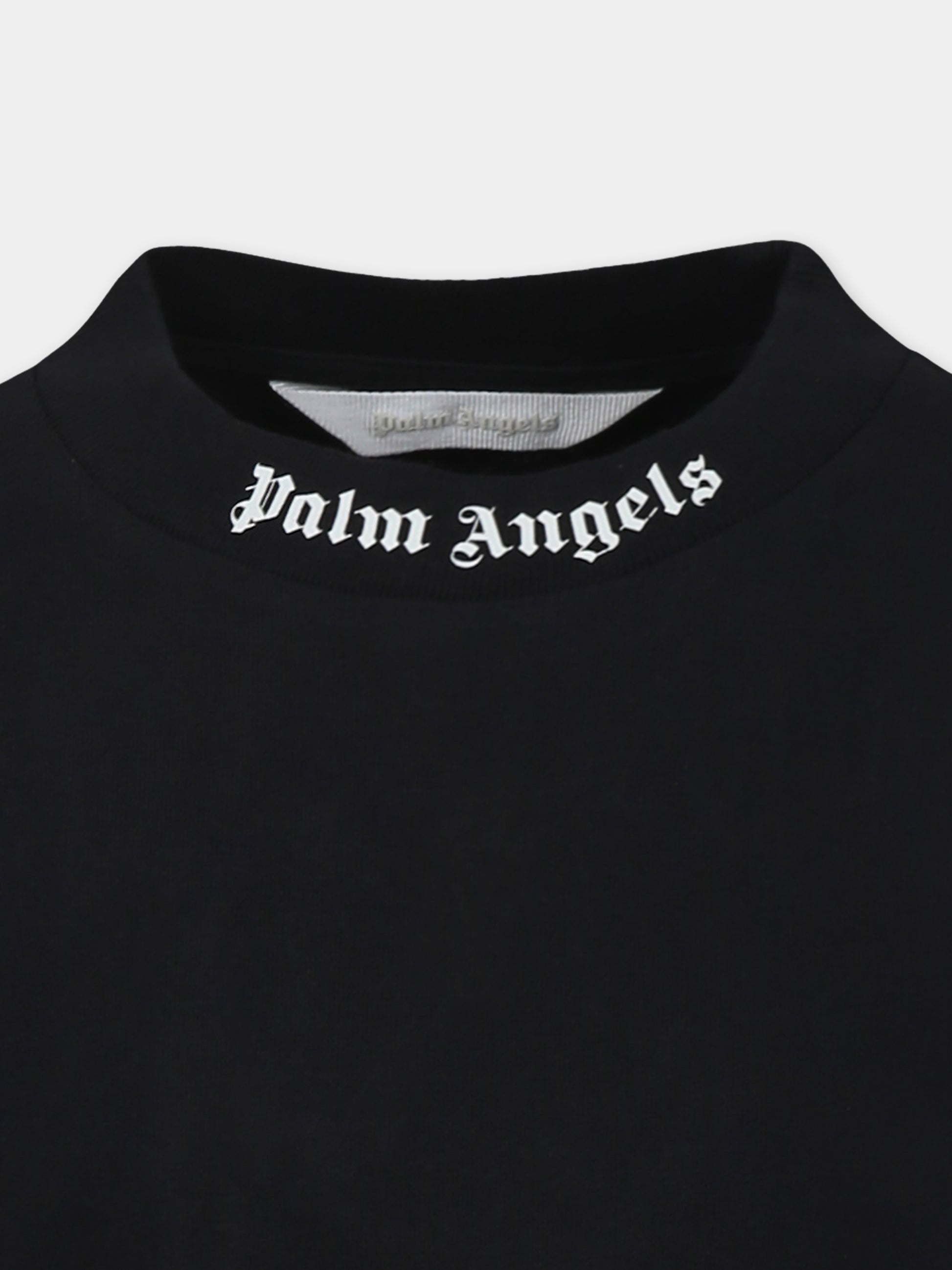 T-shirt nera per bambino con logo,Palm Angels,PBAA002C99JER0021003