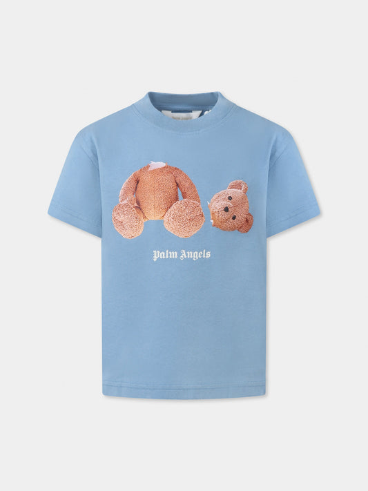 Light blue t-shirt for boy with bear