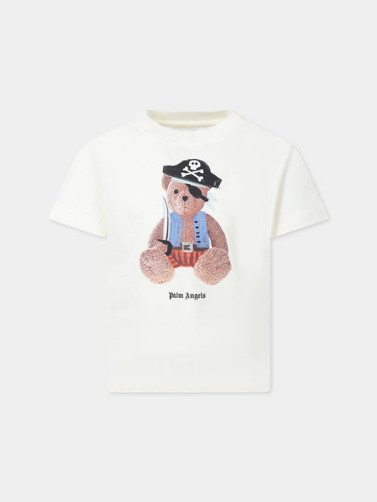 Ivory t-shirt for boy with bear